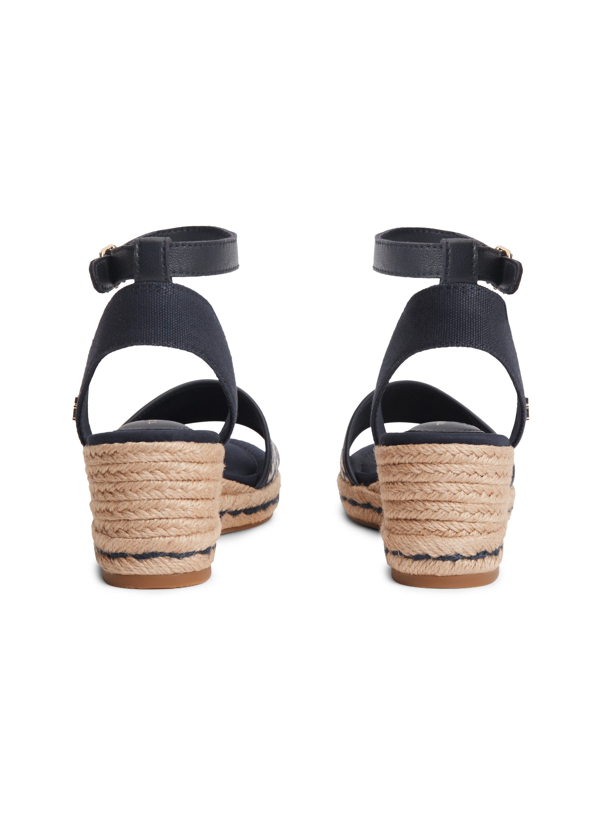 Tommy Hilfiger TH MID ESPAD WEDGE JACQUARD Keilsandalette Sommerschuh, Riemchensandale mit kontrastreicher TH-Stickerei
