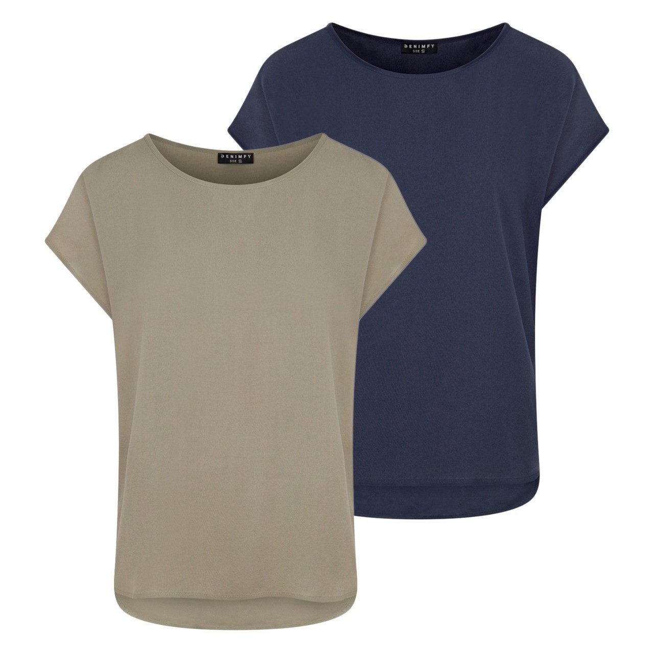 DENIMFY T-Shirt Damen Bluse DFJule Regular Fit 2er Pack (2-tlg) Kurzarm Top günstig online kaufen