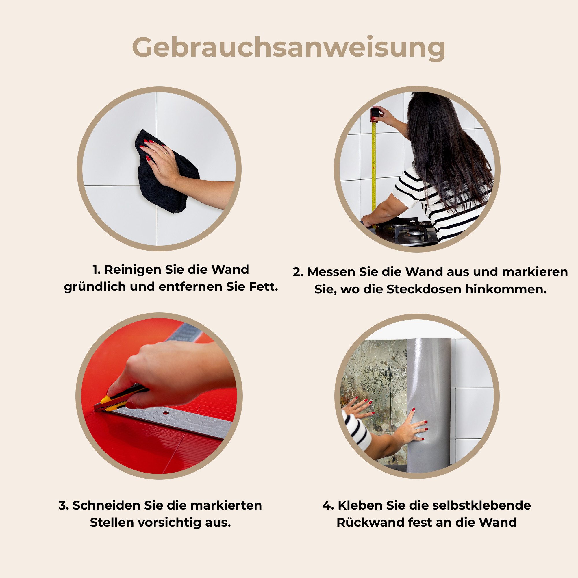 KitchenYeah Küchenrückwand selbstklebend Blumen - Grau - Natur - Kunst, (1-tlg), Spritzschutz, Küche, Rückwand, Küchenwand, Küchenfront, 80x60 cm