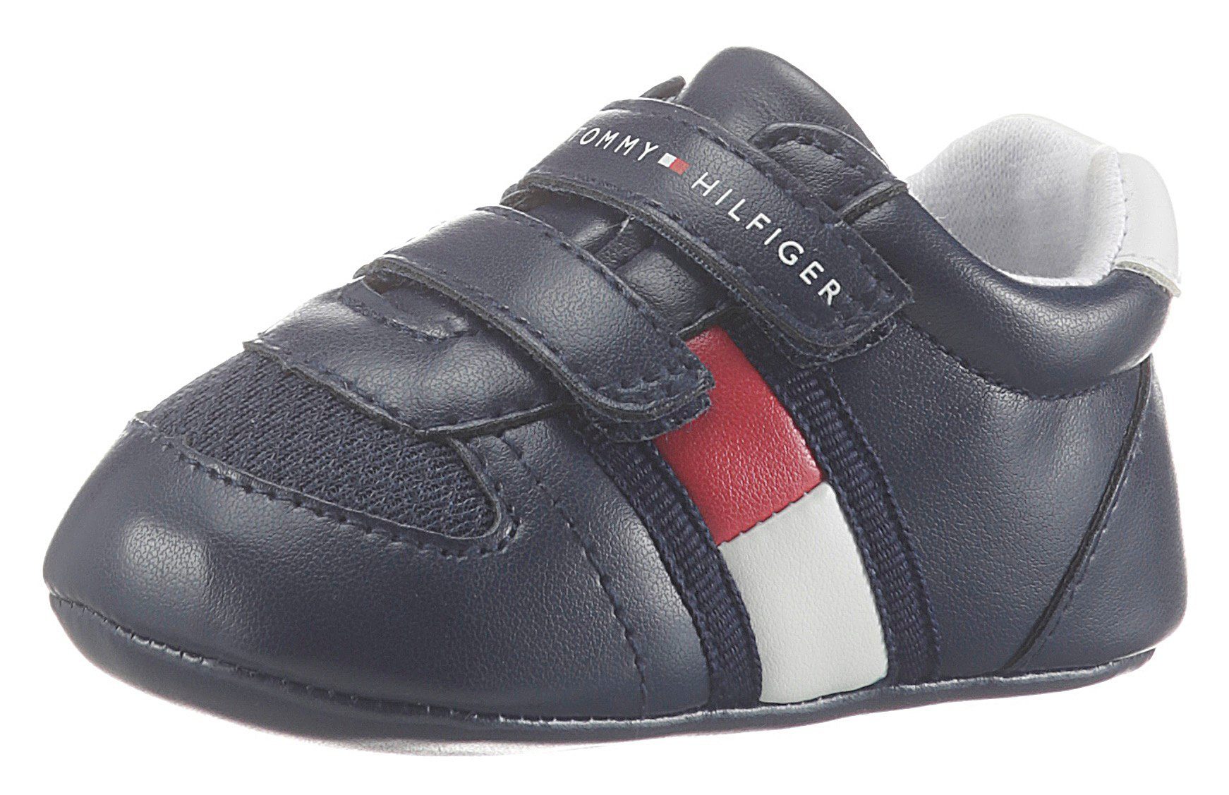 doppeltem Klettverschluss Tommy Krabbelschuh blau mit Hilfiger