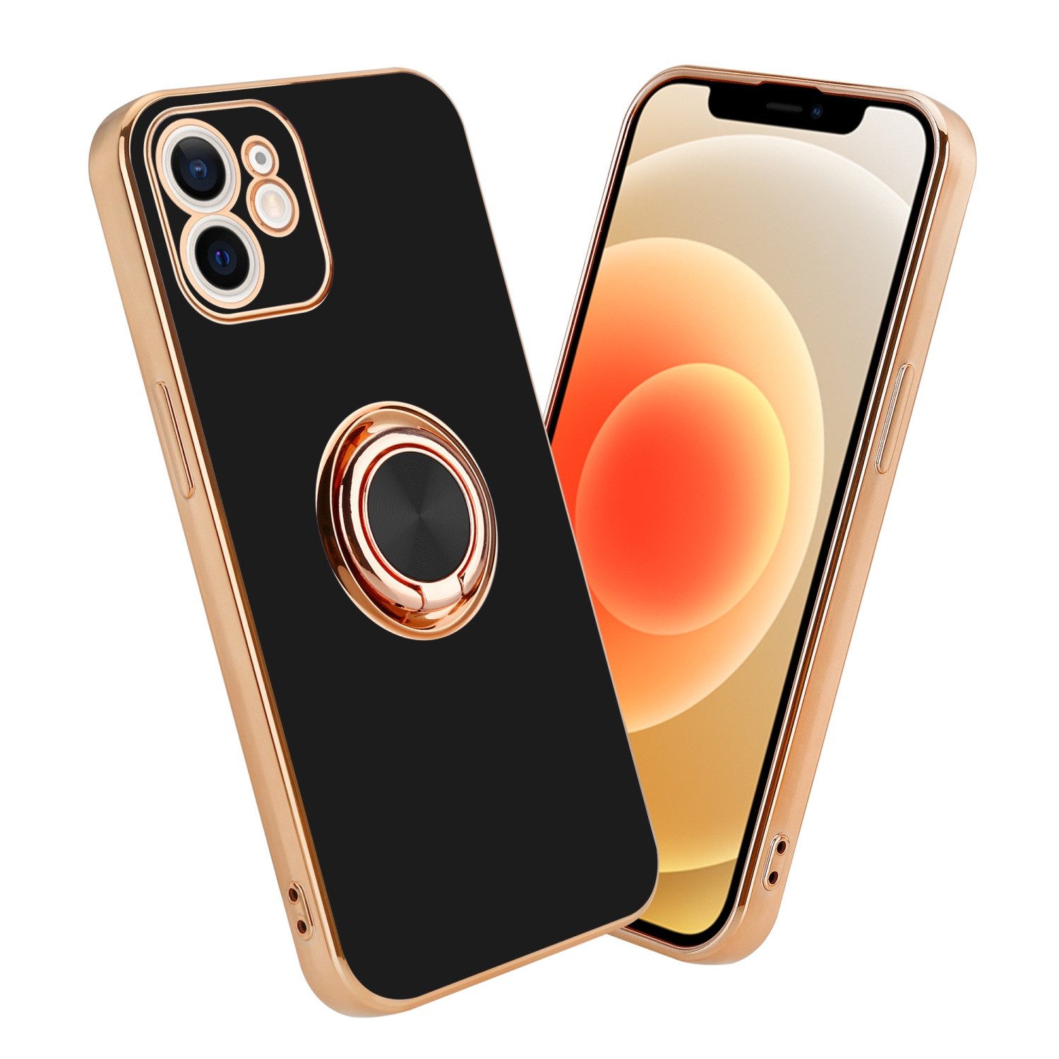 Cadorabo Handyhülle Apple iPhone 12 Apple iPhone 12, Schutzhülle - TPU Silikon Hülle - mit Kameraschutz und Ring