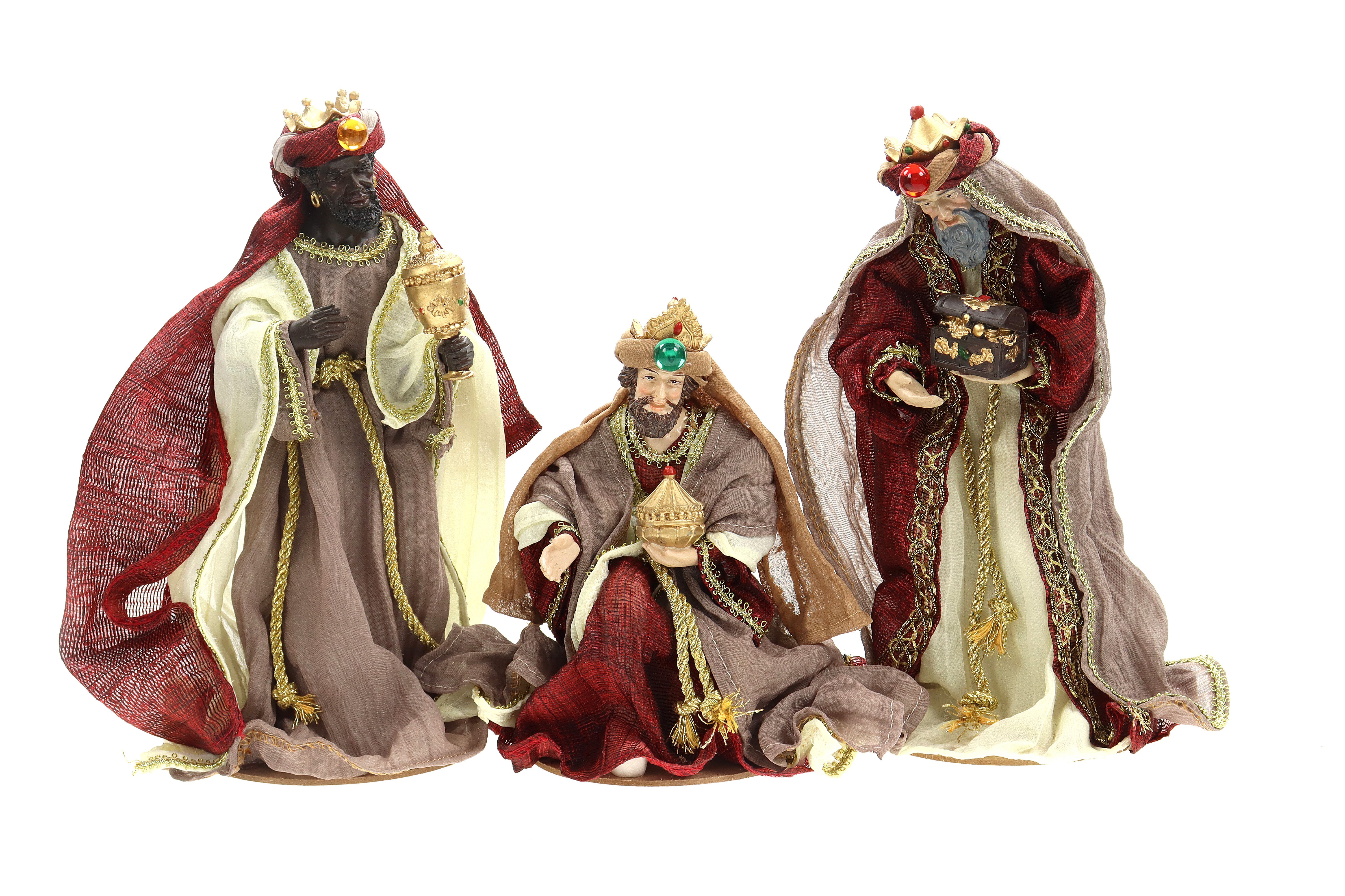 10-teilig, bis St) Kleidern, & Krippenfiguren 27cm mit Set ELLUG heilige heilige Krippenfigur (10 Höhe Könige, Familie drei