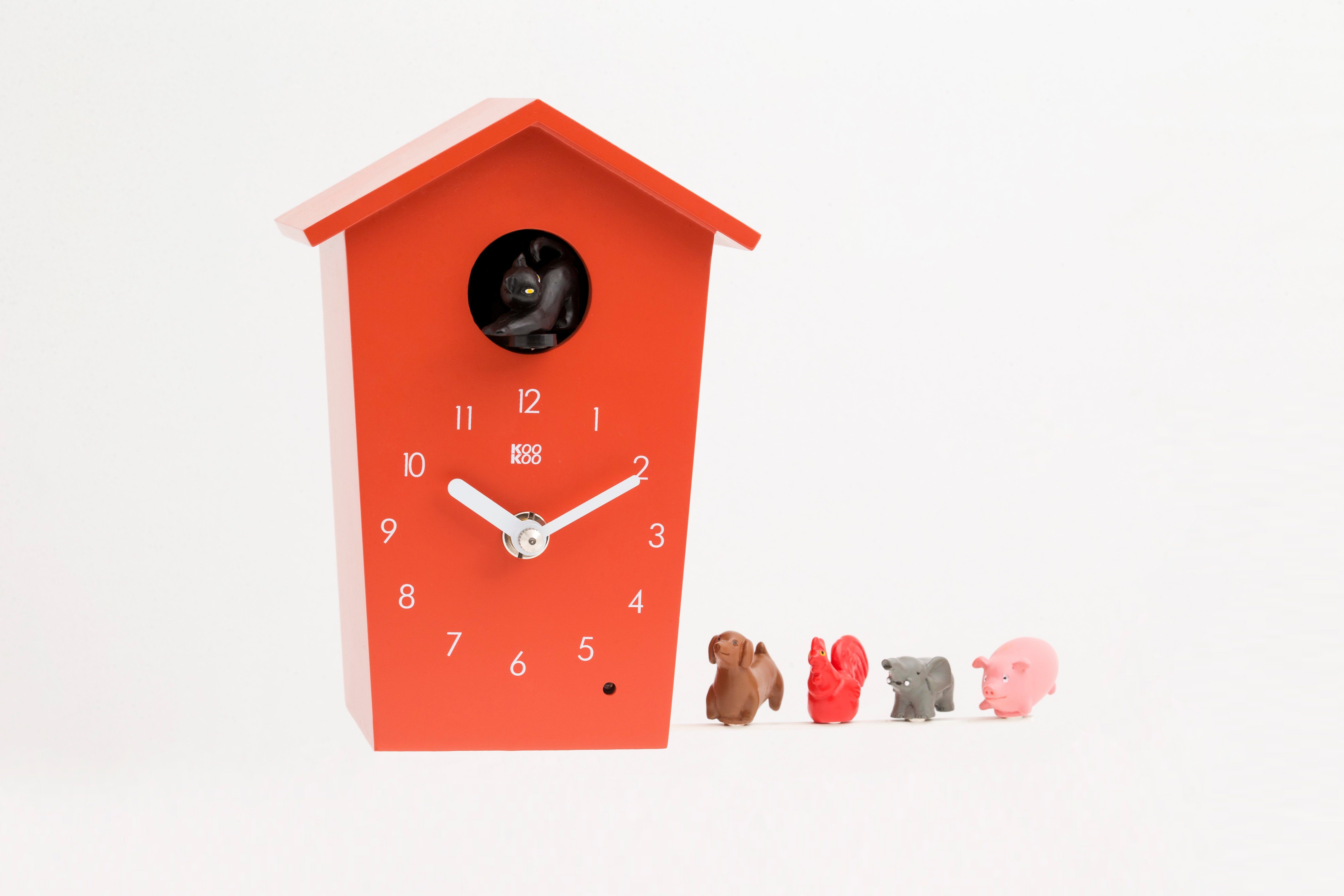 KOOKOO Tischuhr AnimalHouse mit 5 bunten Magnettierchen und 1 Metallstäbchen
