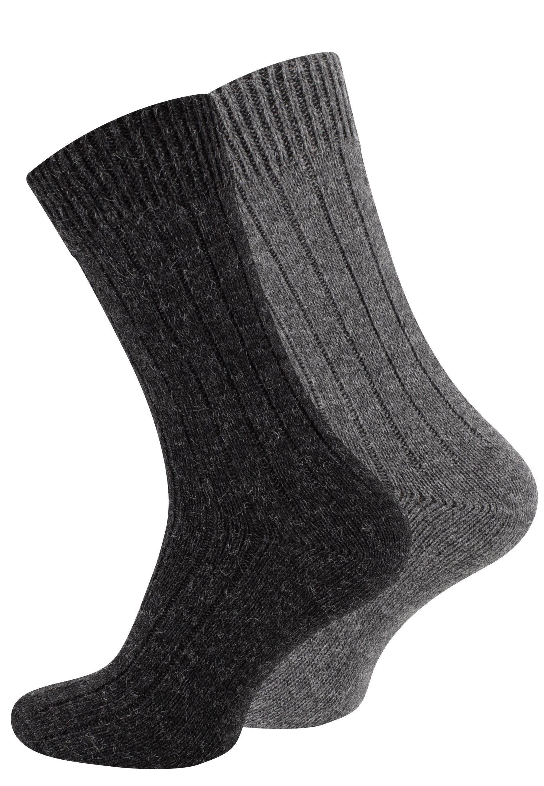 Cotton Prime® Socken Alpaka Socken (2-Paar) ökologisch gefärbt und vorgewaschen anthrazit/grau