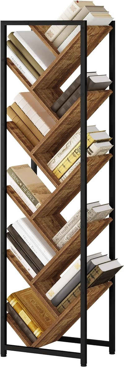 Woltu Bücherregal, mit 10 Ebenen, in Baumform, mit Metallrahmen, aus Holzwerkstoff