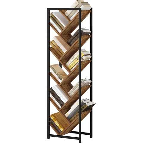 Woltu Bücherregal, mit 10 Ebenen, in Baumform, mit Metallrahmen, aus Holzwerkstoff