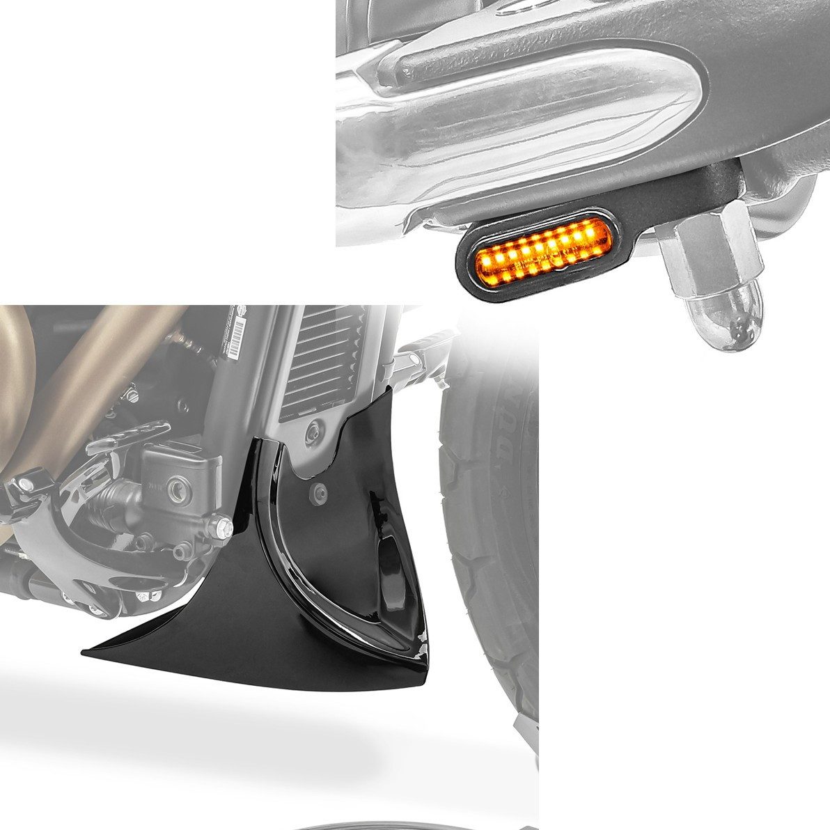 Lumitecs Halter Bugspoiler Motorspoiler + LED Lenkerblinker Blinker XS getönt