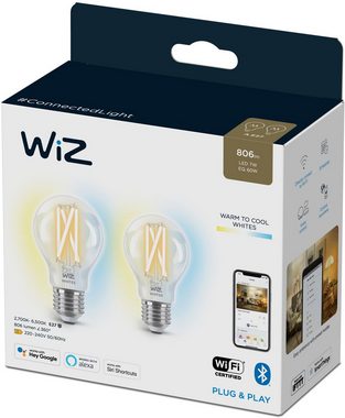 WiZ »Filament 60W E27 Standardform Clear Doppelpack« LED-Leuchtmittel, E27, Neutralweiß