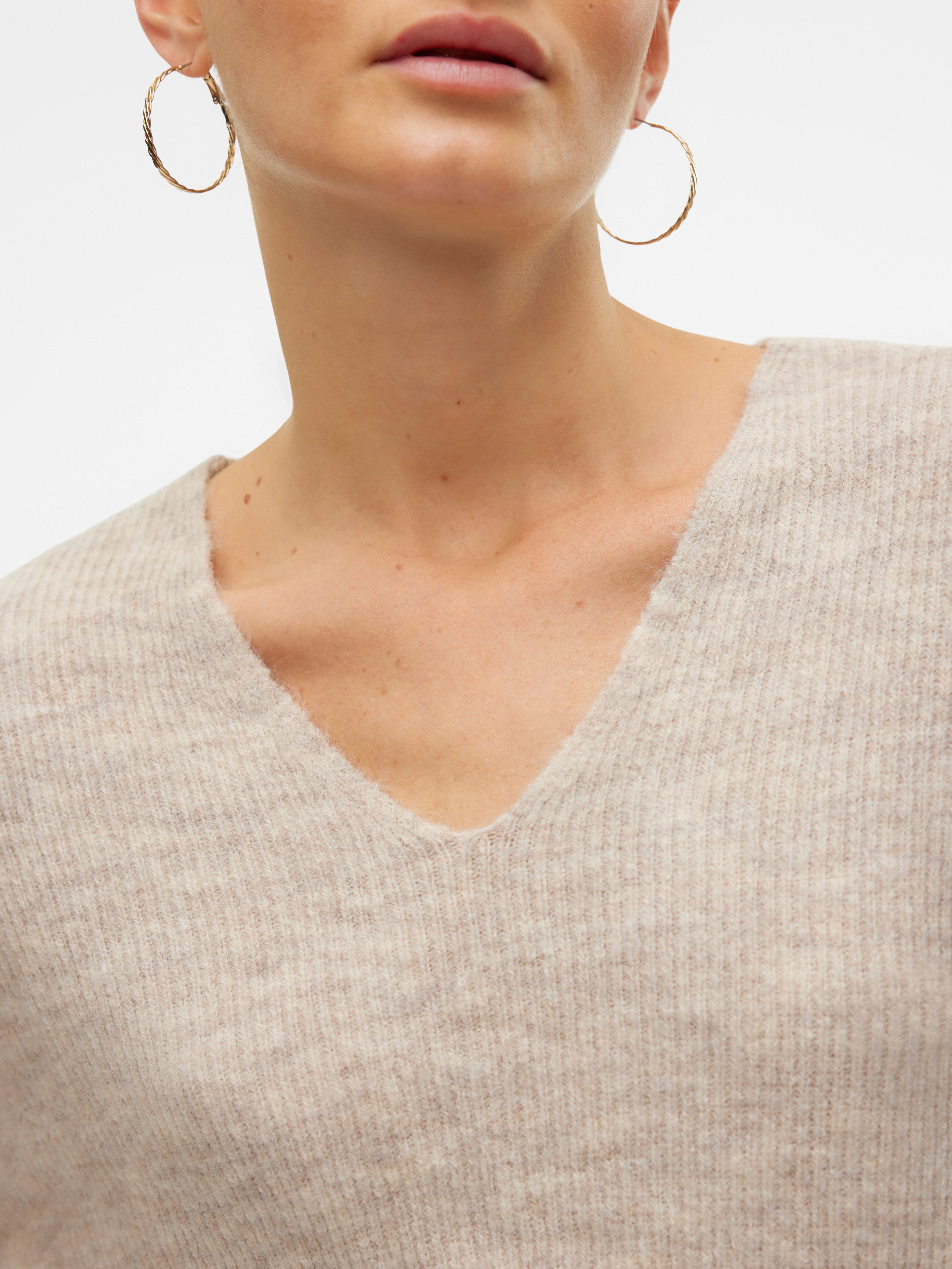Vero Moda V-Ausschnitt-Pullover VMCREWLEFILE LS V-NECK BLOUSE NOOS Materialmix, loose fit