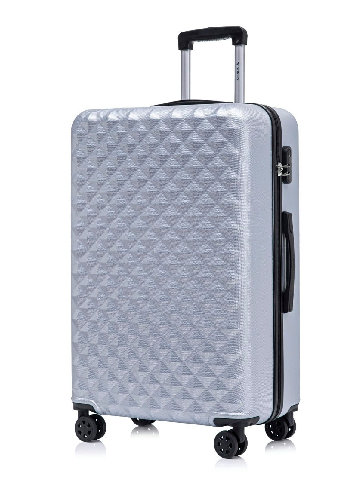 YONSLY Hartschalen-Trolley Reisekoffer Trolley Hartschalenkoffer Rollkoffer mit 4 Rollen, 4 Rollen, ABS und Aluminium, Zahlenschloss, 360°-Doppelrollen, Gummigriff