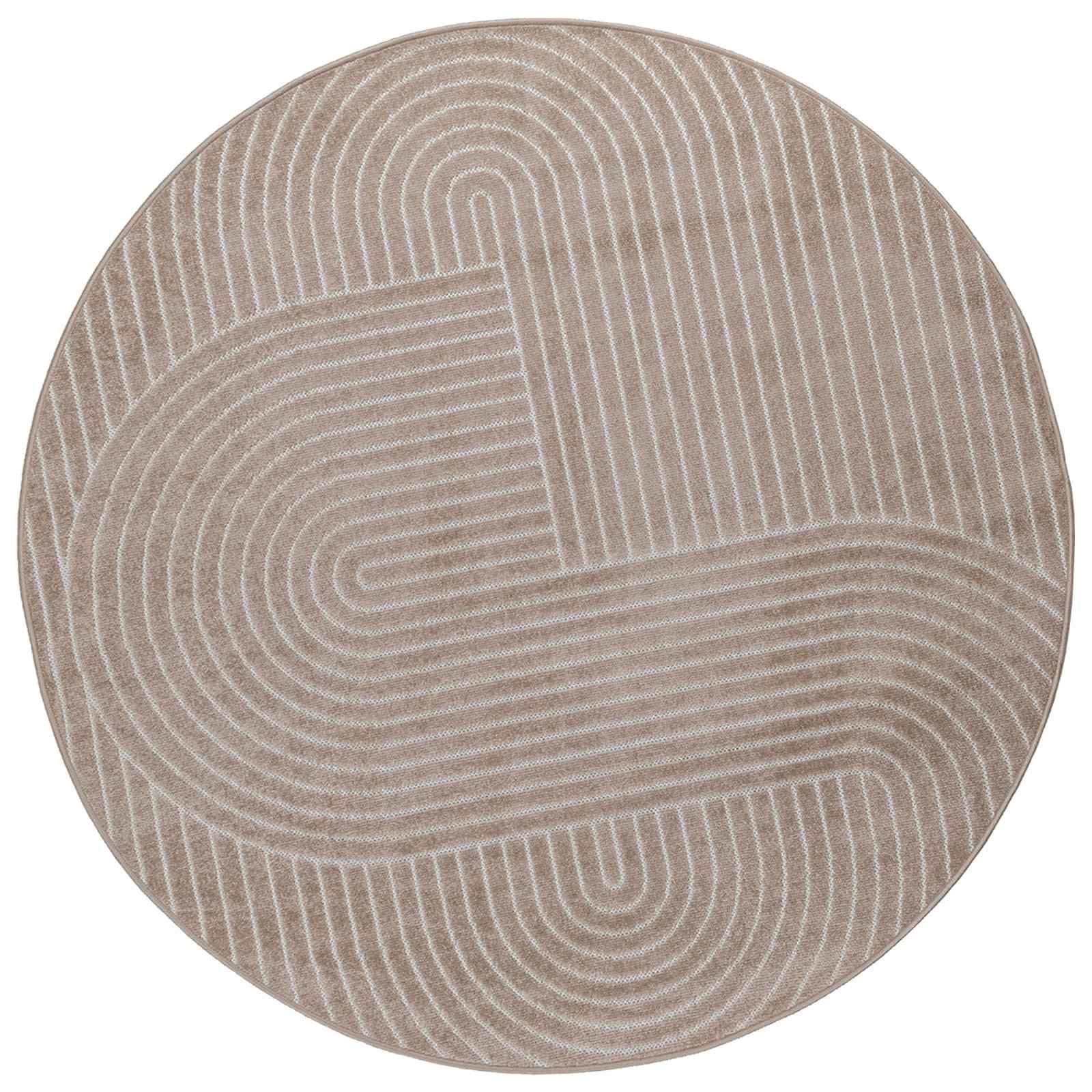 vidaXL Teppich Innen- und Außenteppich PALMERAS Beige Ø 120 CM Polyester, Run