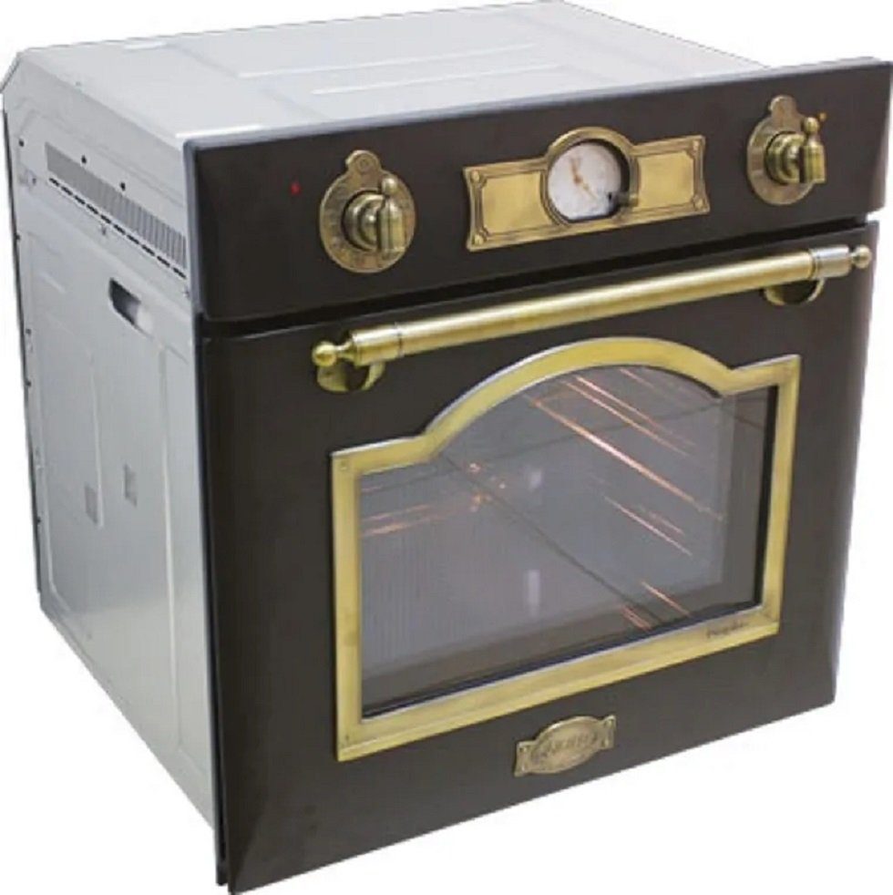 Kaiser Küchengeräte Einbaubackofen EH 6355 Em, Retro Elektro Einbau Backofen Autark 60cm 67L 8 Funktionen in Schwarz