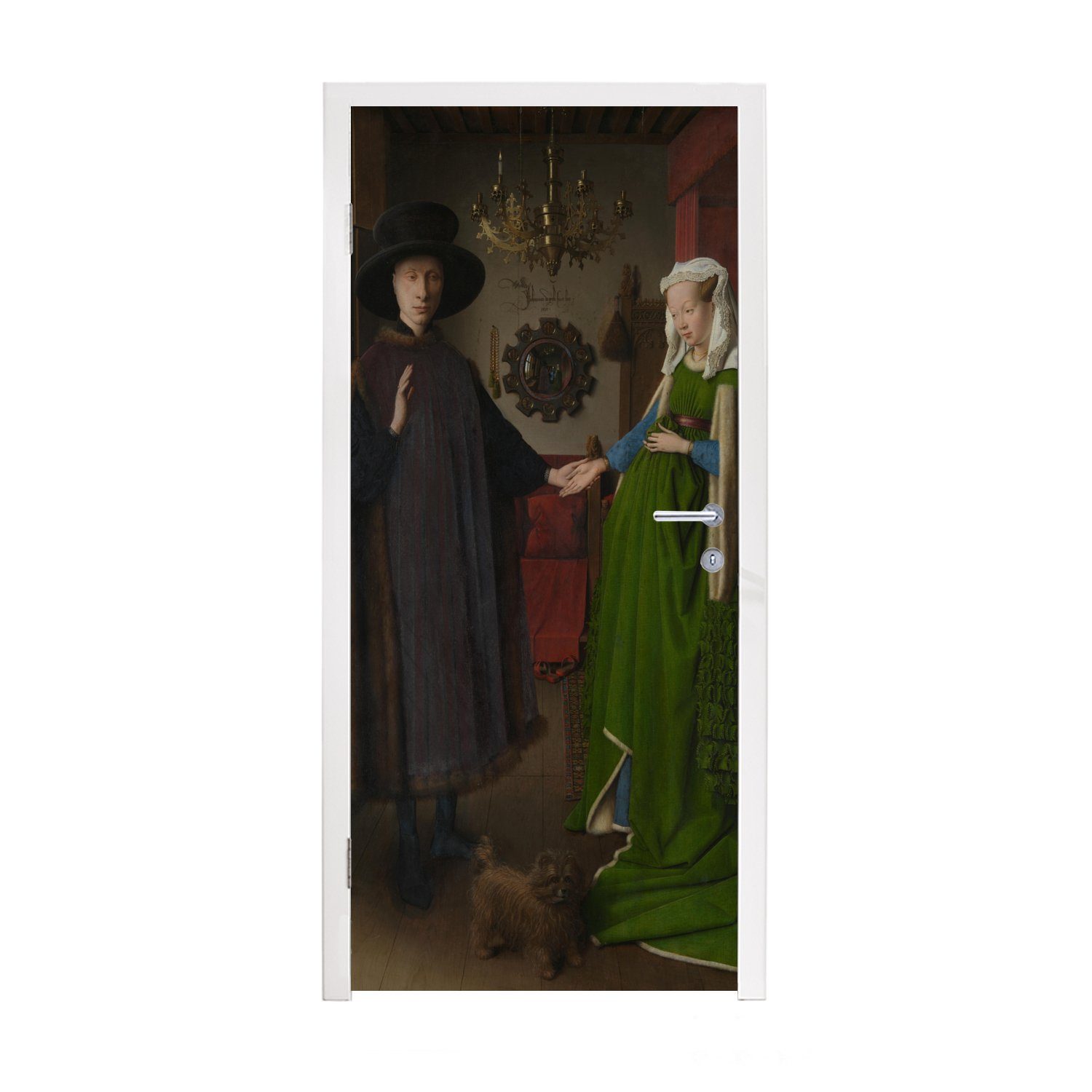 von (1 Porträt cm Jan bedruckt, für und Frau Türtapete Tür, Giovanni MuchoWow Arnolfini St), Gemälde - van, seiner Matt, von Fototapete 75x205 Türaufkleber,
