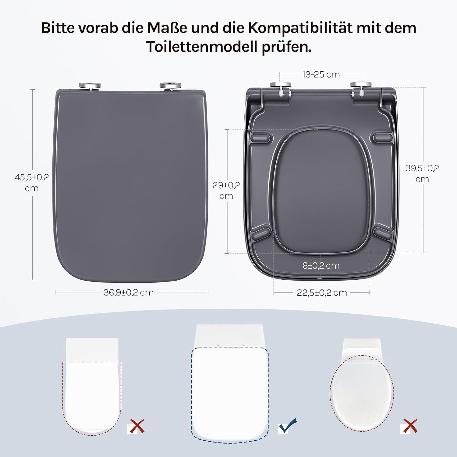 Woltu WC-Sitz (1-St), mit Absenkautomatik Duroplast Softclose Antibakterielle