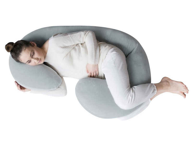 Motherhood Lagerungskissen Stillkissen Sleepy-C Premium aus Baumwoll-Velour, ergonomisch,weicher und kuscheliger Bezug