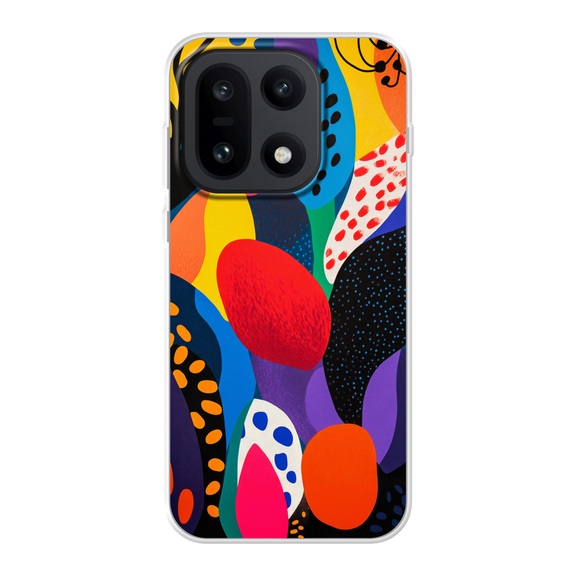 MuchoWow Handyhülle für OnePlus 15 Blumen - Blätter - Abstrakt - Rot, Phone Case, Silikon, Schutzhülle Dünn
