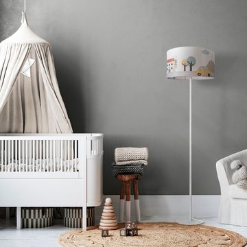 Paco Home Stehlampe Luca Capri, ohne Leuchtmittel, Kinder Lampe Stehlampe Stoff Lampenschirm Babyzimmer Feuerwehr