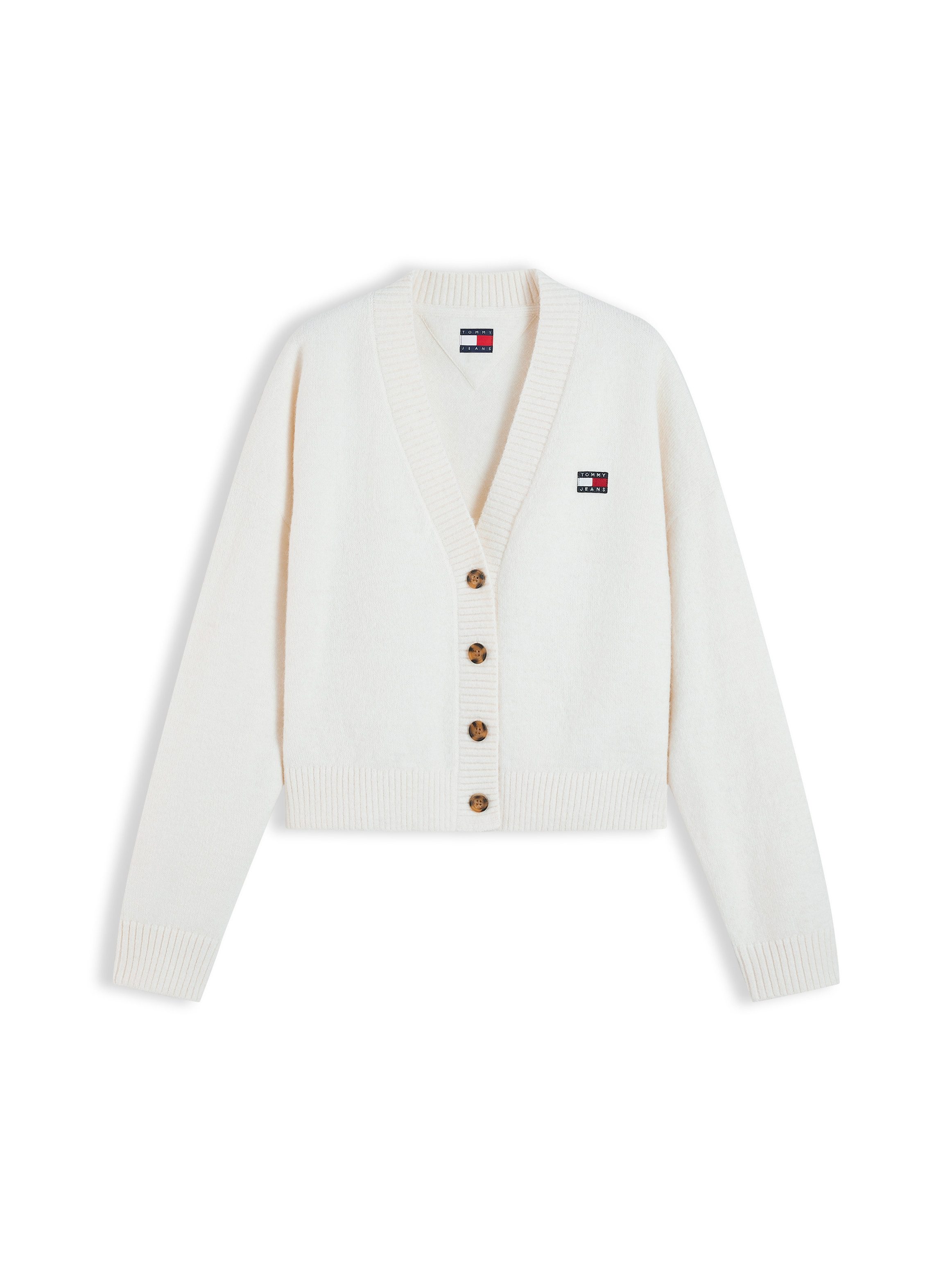 Tommy Jeans Strickjacke TJW FLUFFY BADGE CARDIGAN EXT Materialmix mit Alpaka – Bild 5 von 5