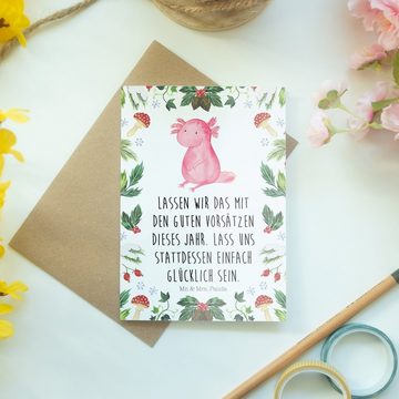 Mr. & Mrs. Panda Grußkarte Axolotl Glücklich - Weiß - Geschenk, Geburtstagskarte, Klappkarte, Ad, Einzigartige Motive