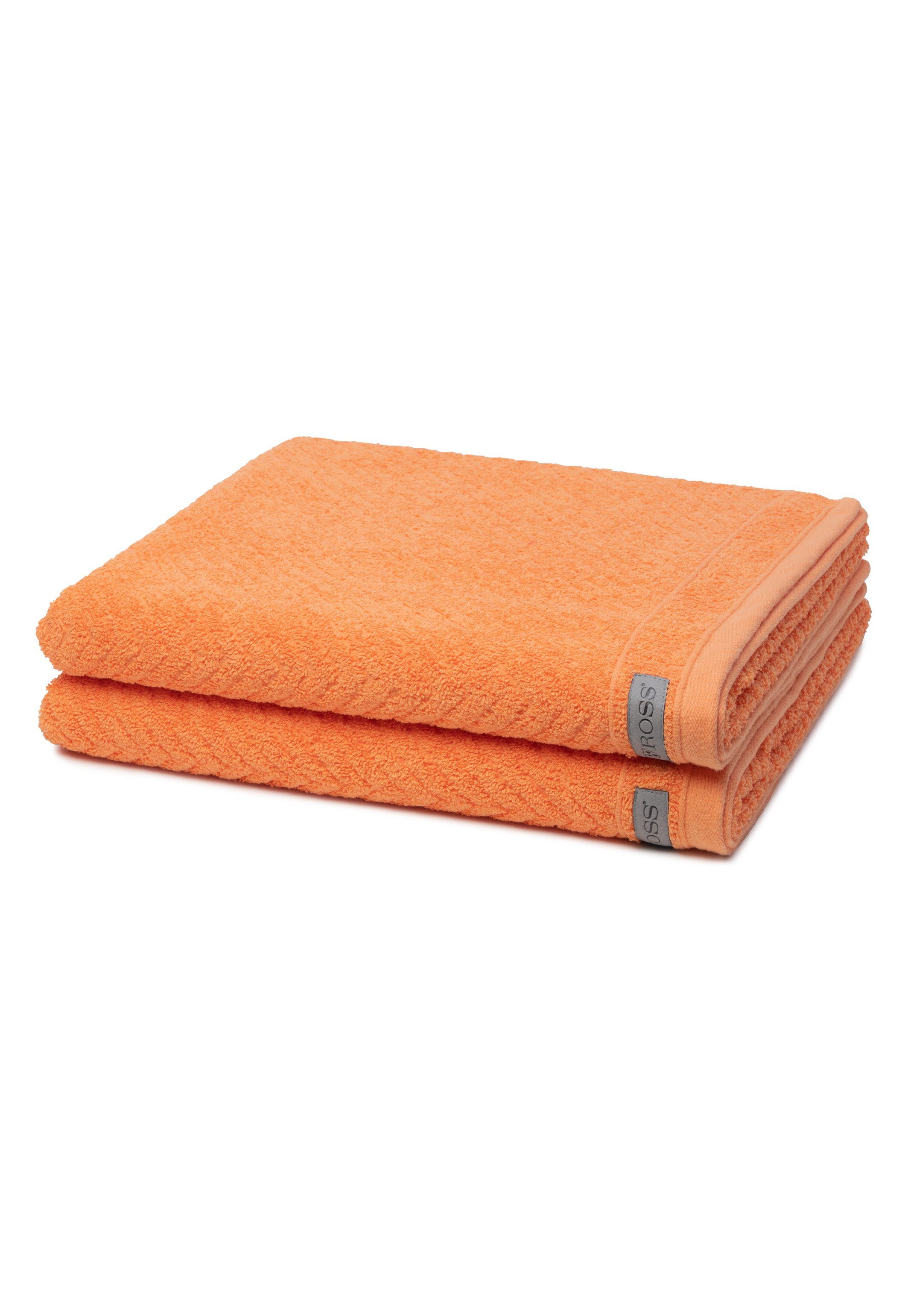 ROSS Handtuch Set Smart, Walkfrottee, (Spar-Set, 2-tlg), 2 X Duschtuch - Im Set - Baumwolle - Saugfähige und weicher Griff Nektarine