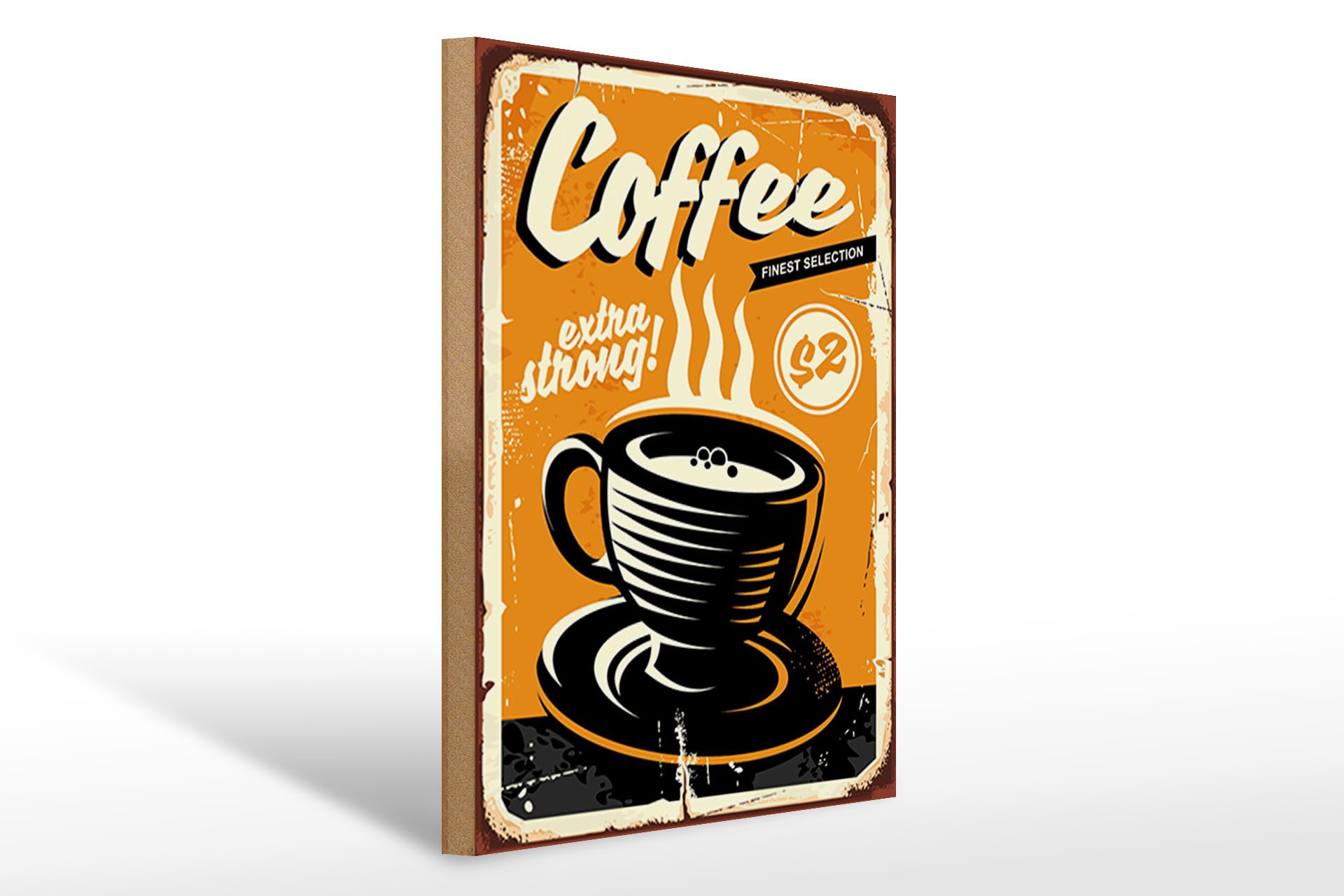 Holzbild Retro 30x40cm extra strong Coffee Kaffee