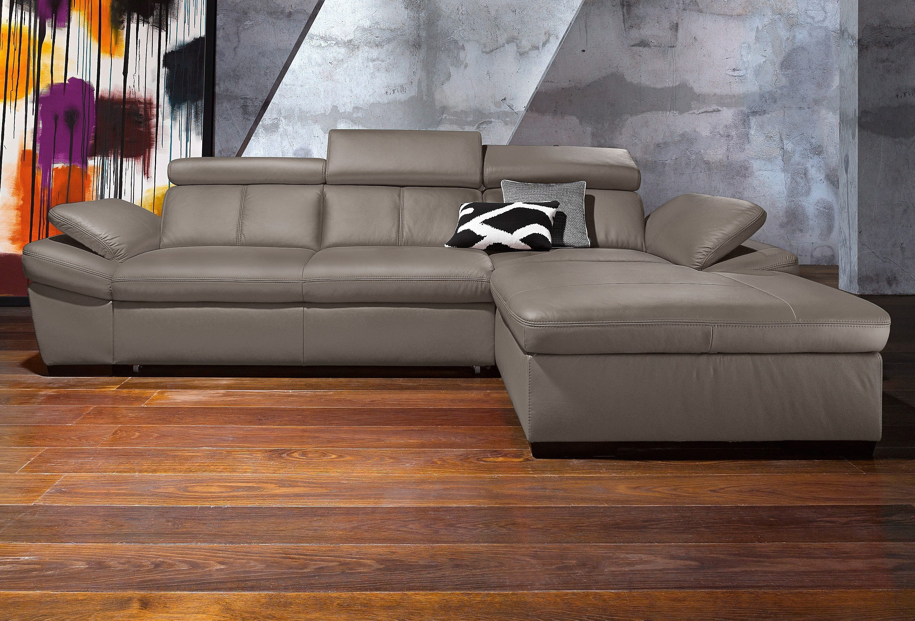 exxpo - sofa fashion Ecksofa Salerno, L-Form, inkl. Kopf- und Armteilverstellung, wahlweise mit Bettfunktion