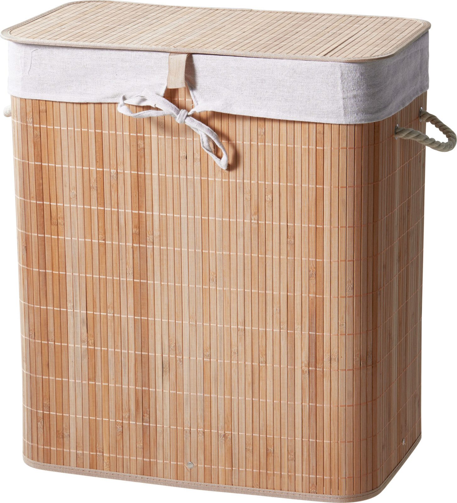Koopman Wäschekorb Wäschebehälter Bambus 60x50x30 Bambus (Stück, 1 St., Packung), 60x50x30cm, mit Deckel, Faltbar, Tragegriffe, Modern