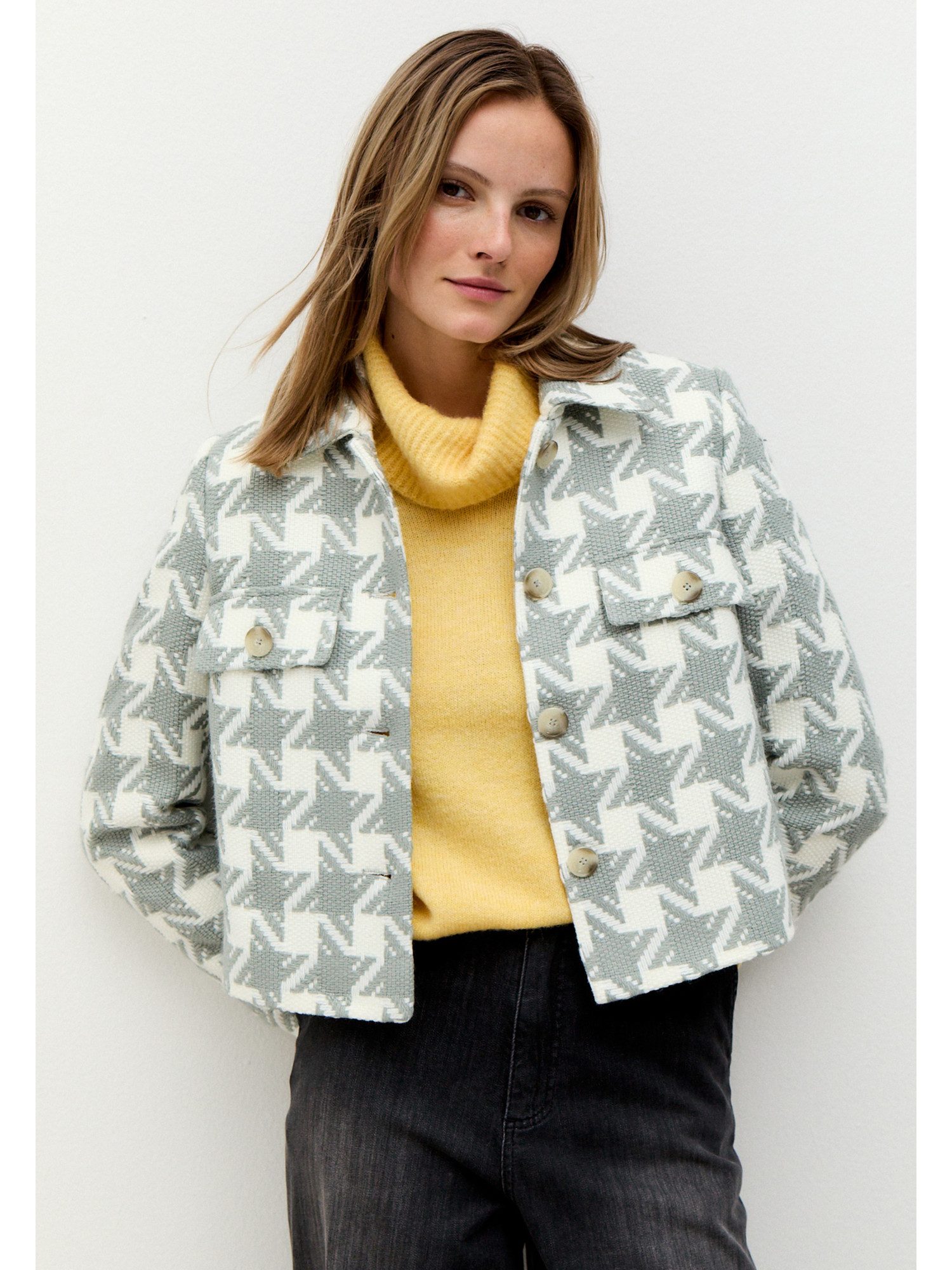 MORE&MORE Blouson kurze, weite, karierte Jacke