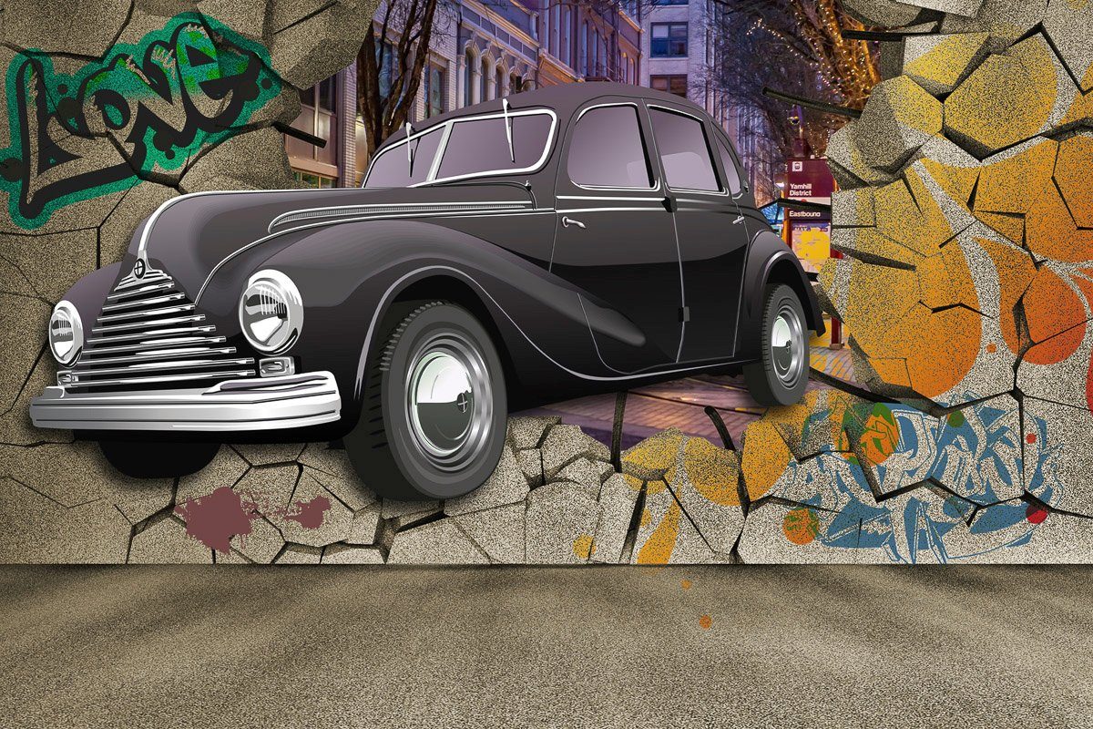 Auto Mauer durch Papermoon Fototapete