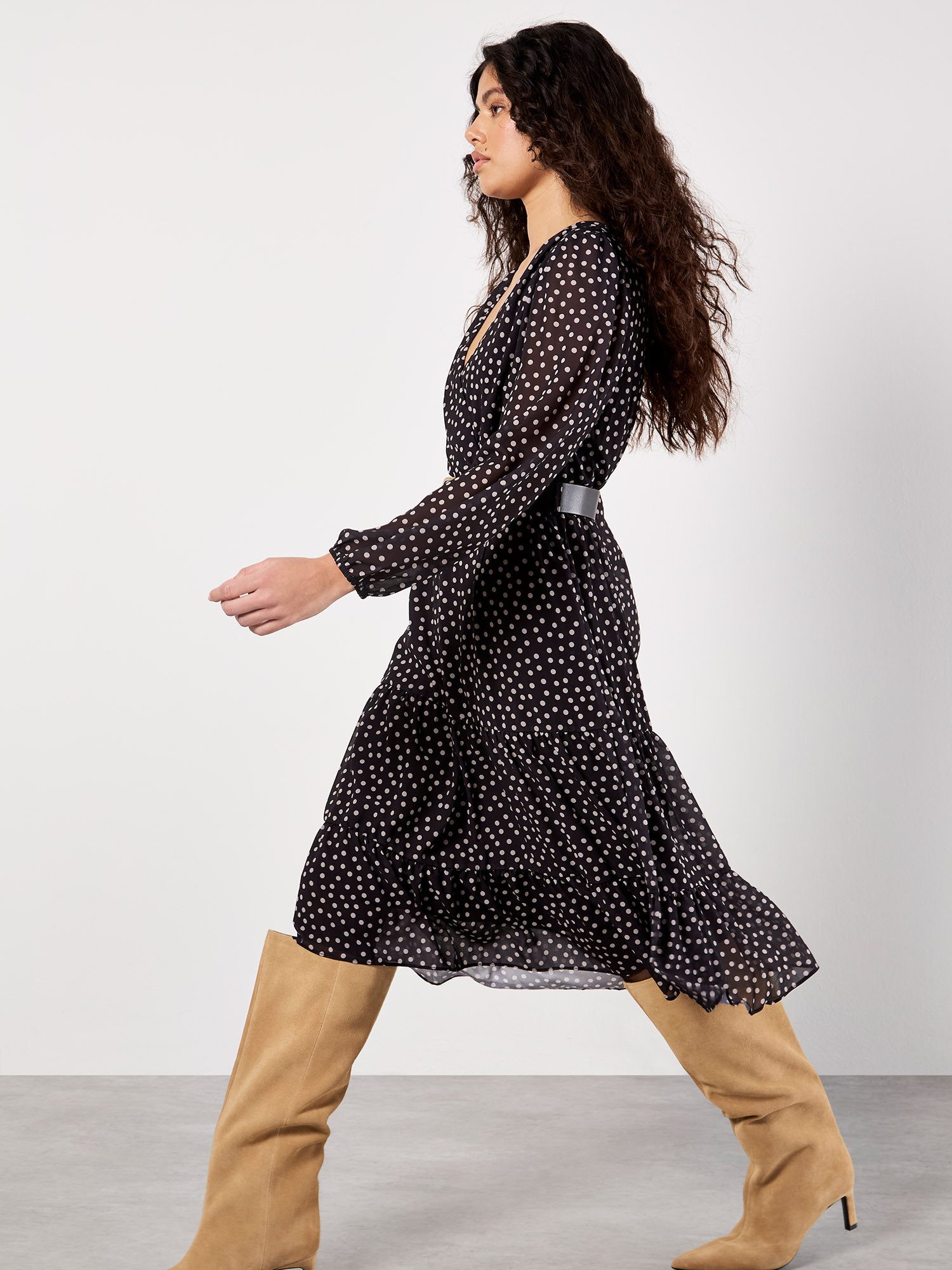 Apricot Chiffonkleid Chiffonkleid (2-tlg., mit Bindeband) in Wickeloptik günstig online kaufen