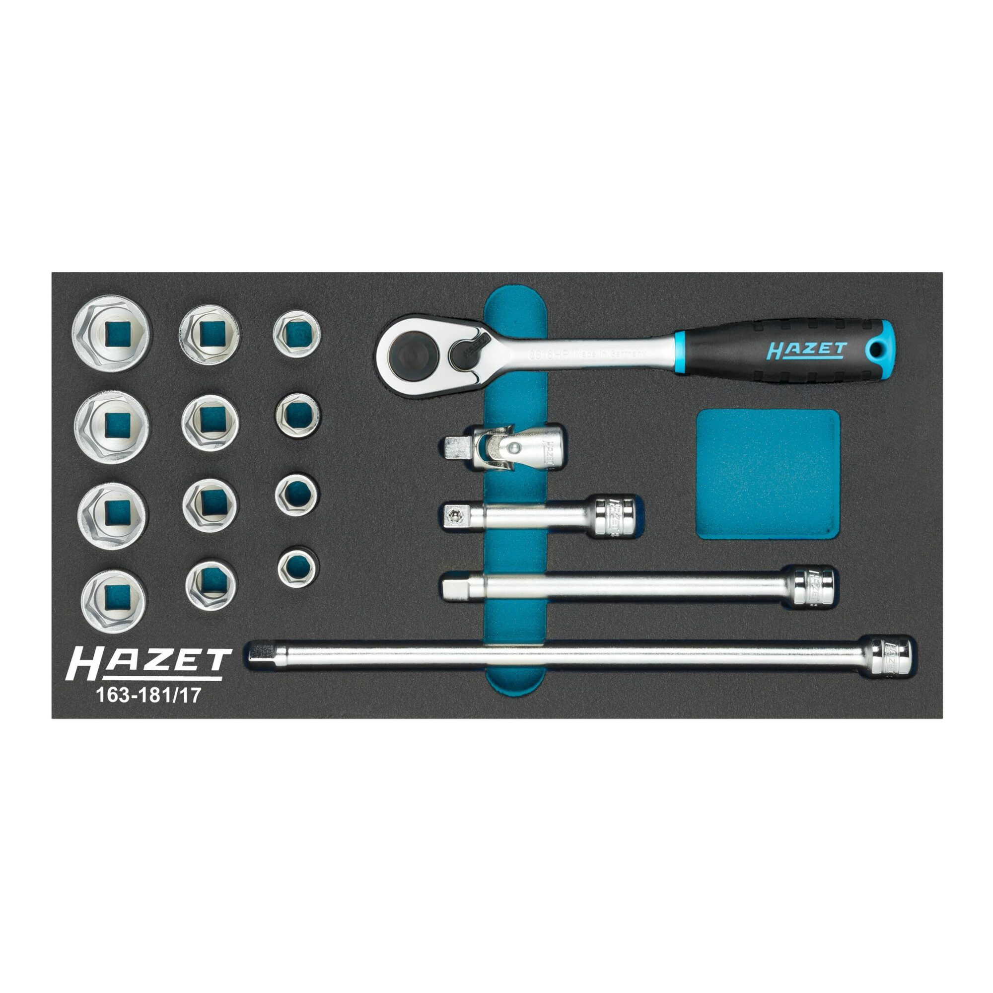 HAZET Bit- und Steckschlüsselset HAZET Steckschlüssel-Satz 163-181/17 Vierkant hohl 10 mm (3/8 Zoll)