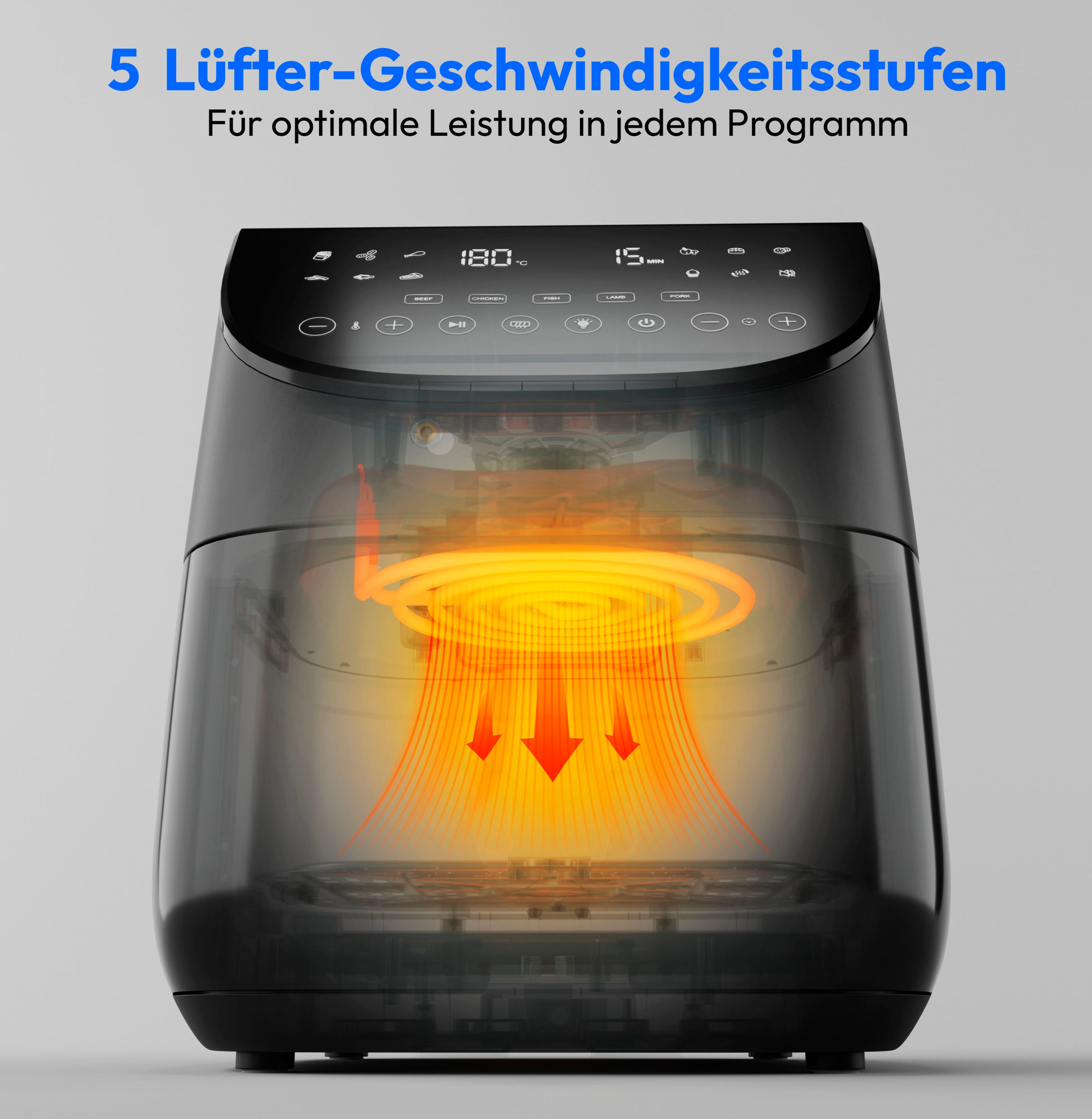 Medion® Heißluftfritteuse MD13060, 1700 W, Temperaturfühler, DC-Motor, leiser Betrieb, PFAS-freie SP