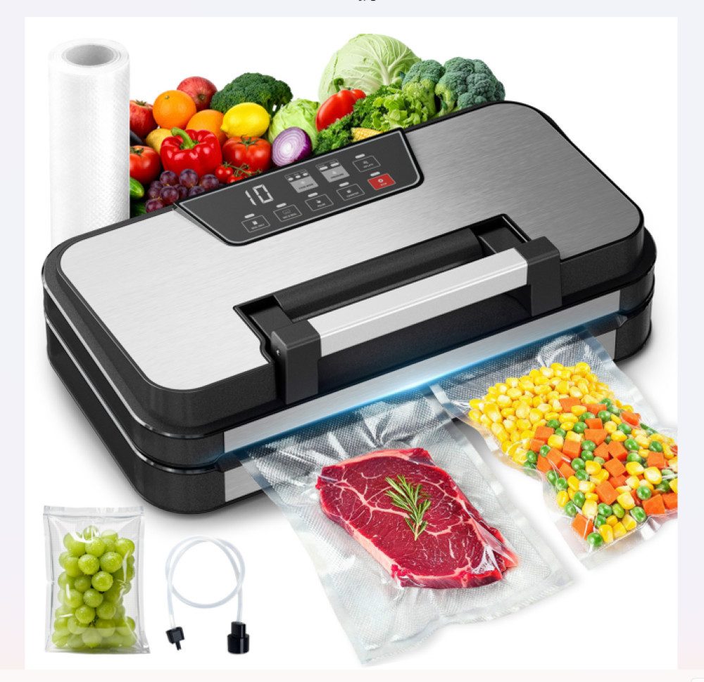 Airmsen Vakuumierer Multifunktionales Vakuumiergerät mit Pulse-Funktion,Inflate-Funktion, 125W, für Folien bis 30 cm Breite,2 Versiegelungszeiten