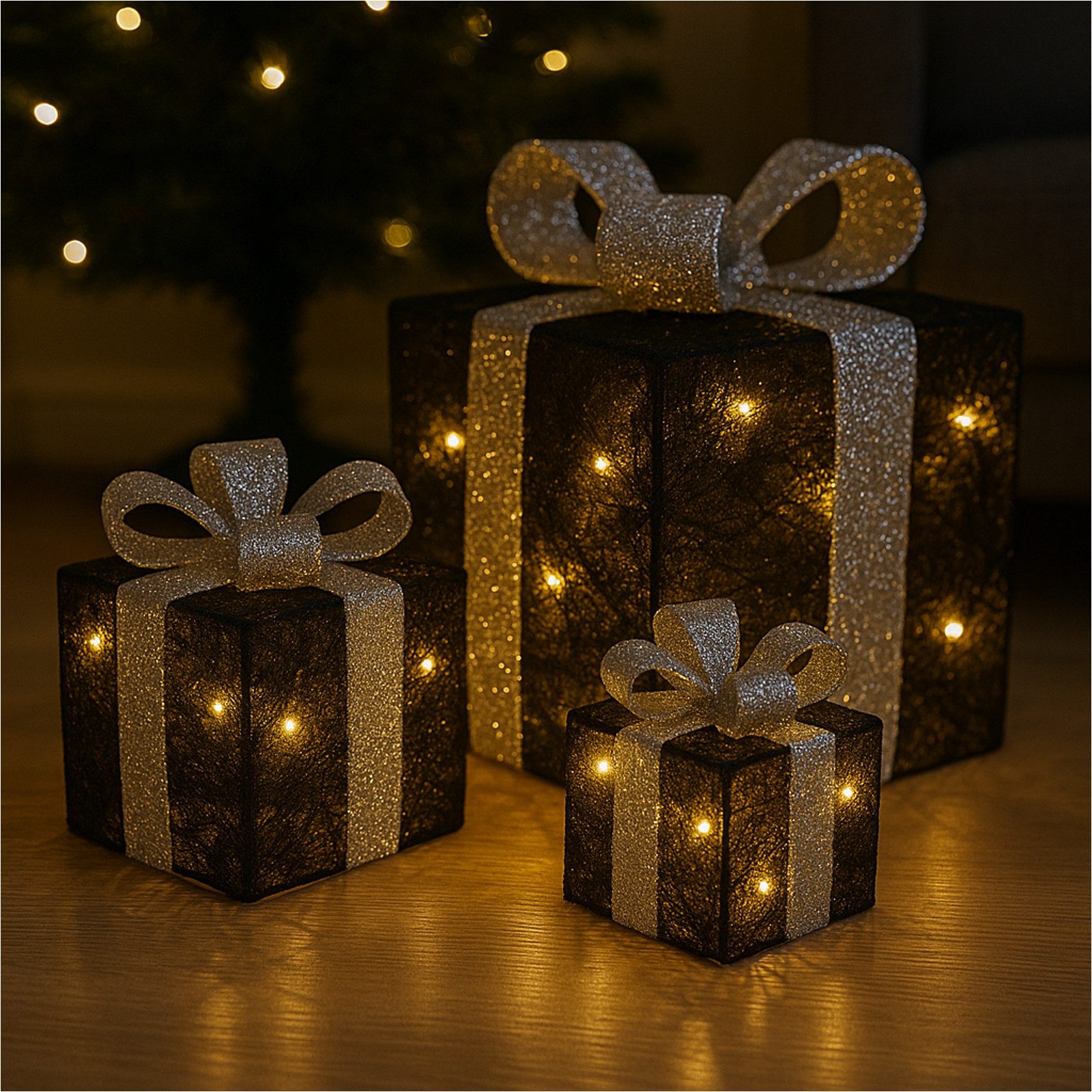 Gravidus LED Dekofigur 3er Set LED Geschenkboxen warmweiß Timer Batterie sc günstig online kaufen