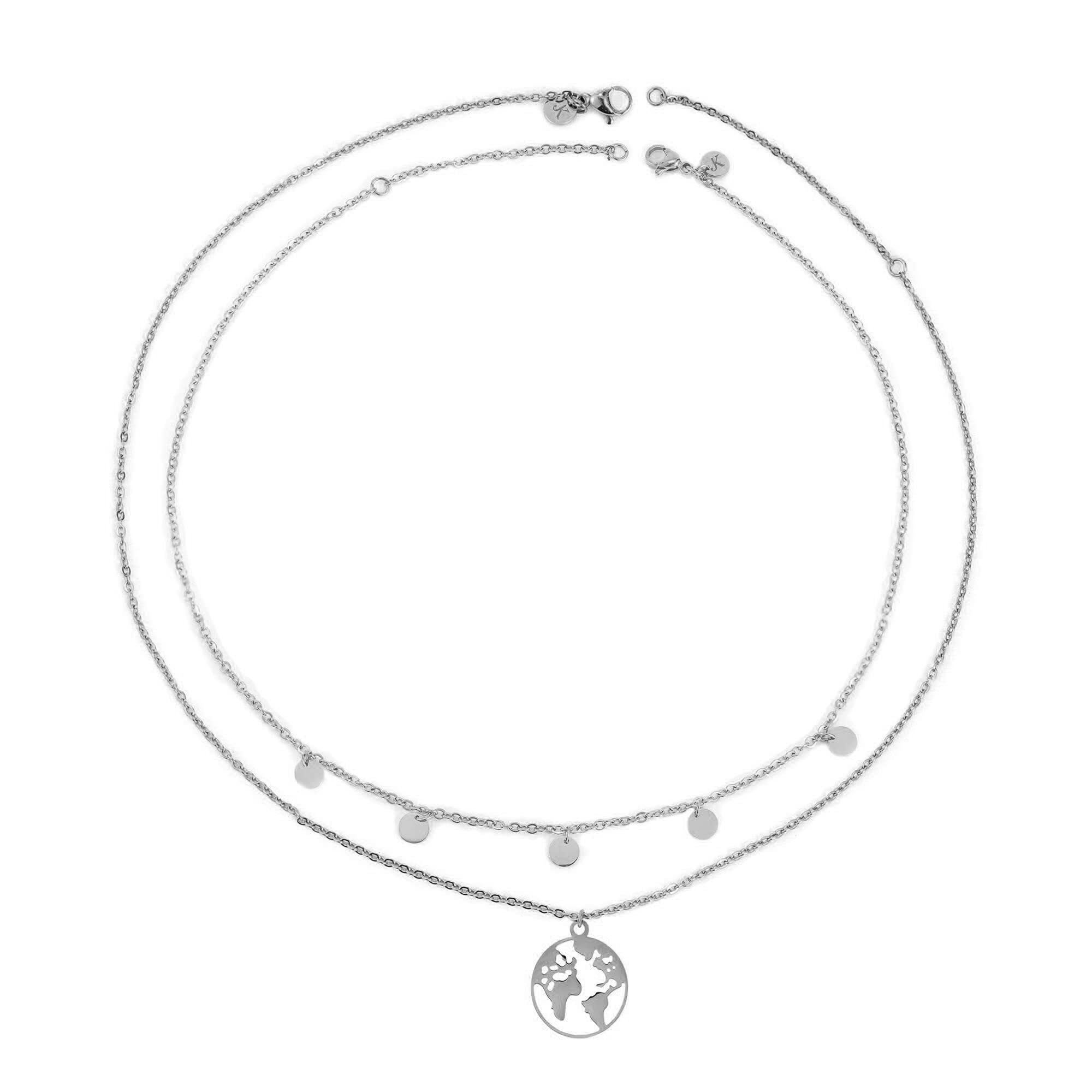 Kim Johanson Schmuckset Plättchen & Weltkarte, 2 x Ketten Set günstig online kaufen