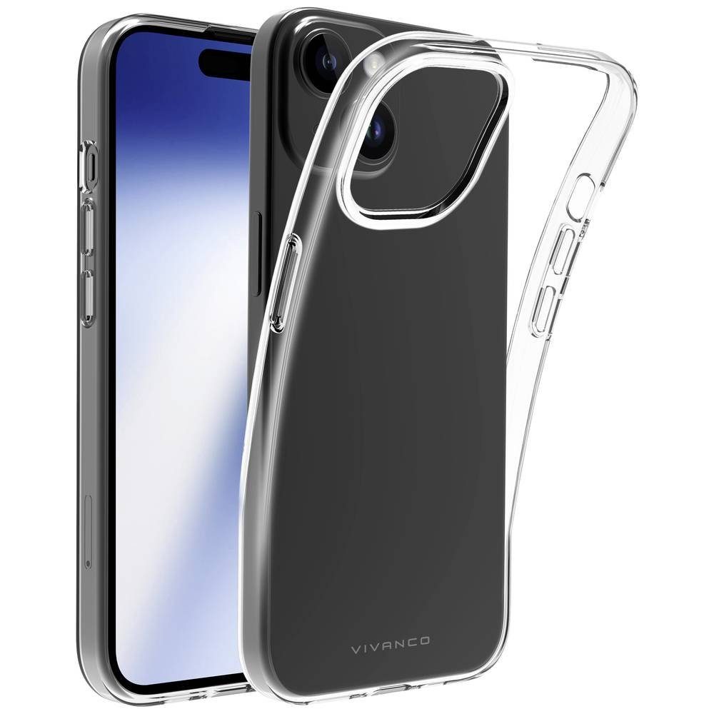 Vivanco Handyhülle Super Slim Cover für iPhone 15, Induktives Laden, Spritzwassergeschützt, Staubdicht, Wasserabweisend