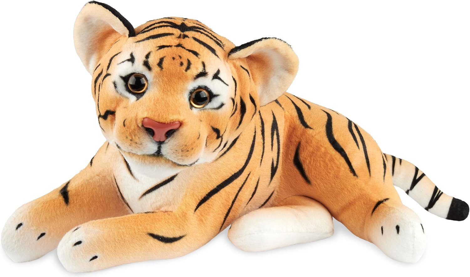 BRUBAKER Kuscheltier Tiger - 30 cm Stofftier - Baby Plüschtier (1-St., Raubkatze Liegend), Kinder Plüsch Spielzeug