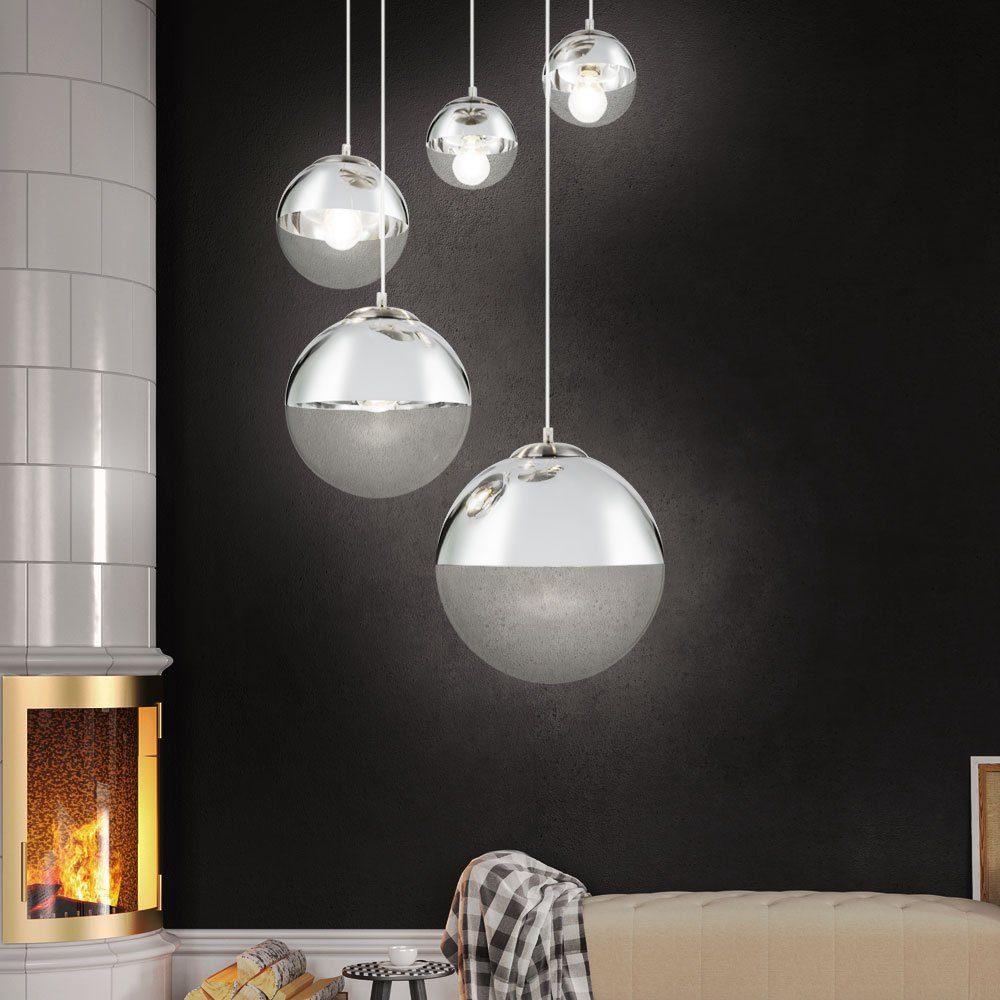 LED Kugel Pendel Decken Lampe chrom Arbeits Zimmer Flur Design Hänge Leuchte 