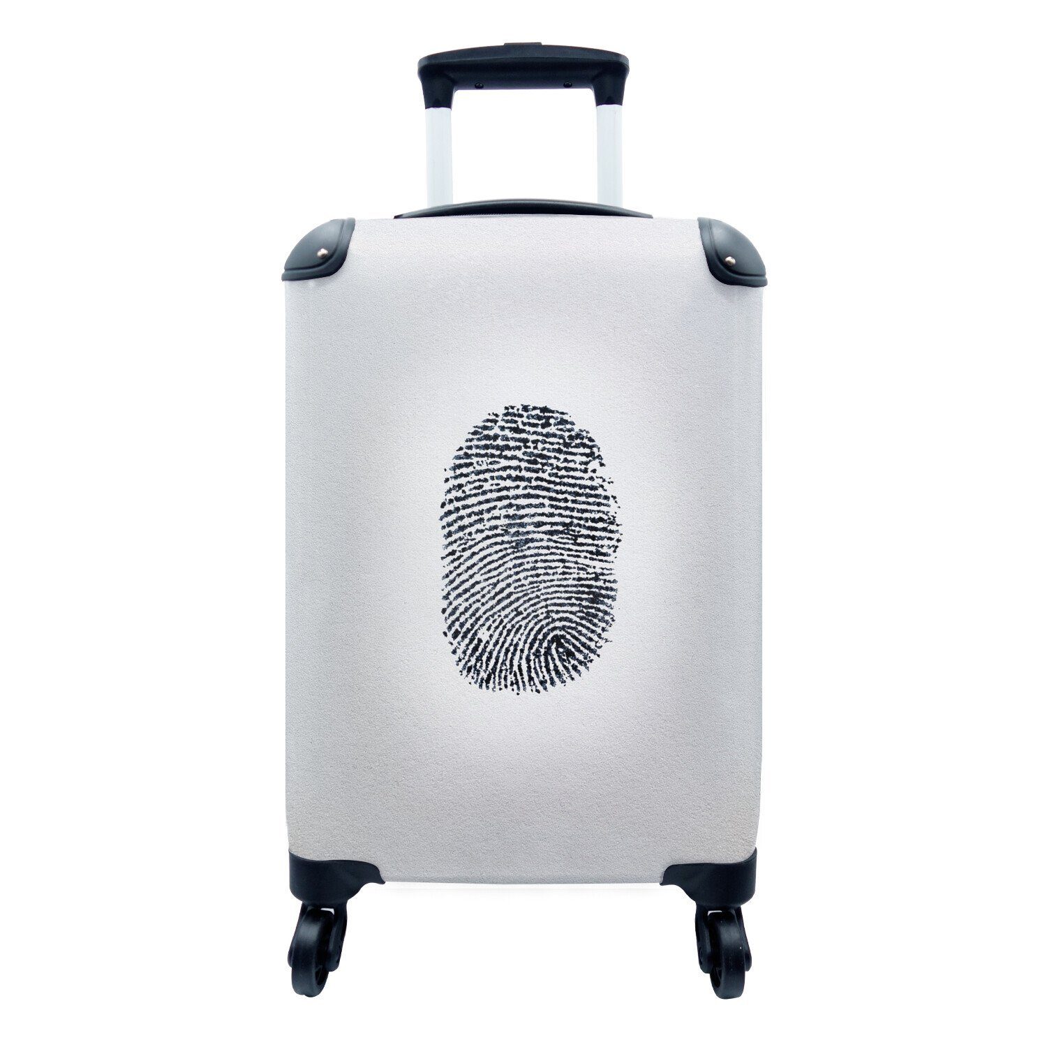 MuchoWow Handgepäckkoffer Fingerabdruck auf hellem Papier, 4 Rollen, Reisetasche mit rollen, Handgepäck für Ferien, Trolley, Reisekoffer | Handgepäck-Koffer