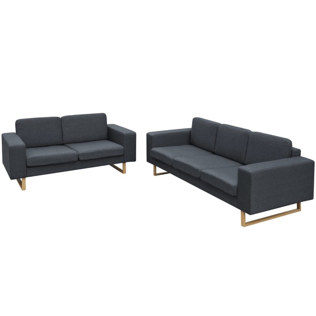 2-Sitzer furnicato 3-Sitzer Sofa Dunkelgrau und Set