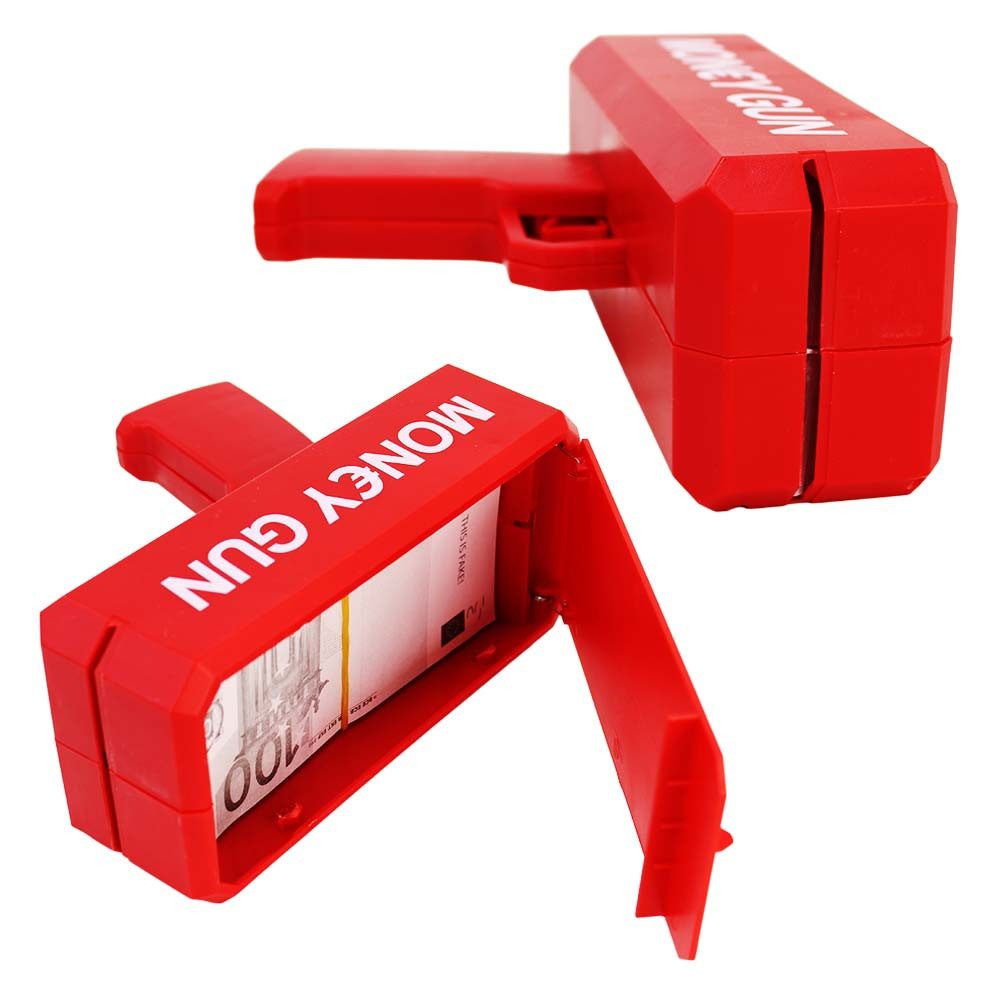 Out of the Blue Spielgeld Geld Pistole rot mit Spielscheinen