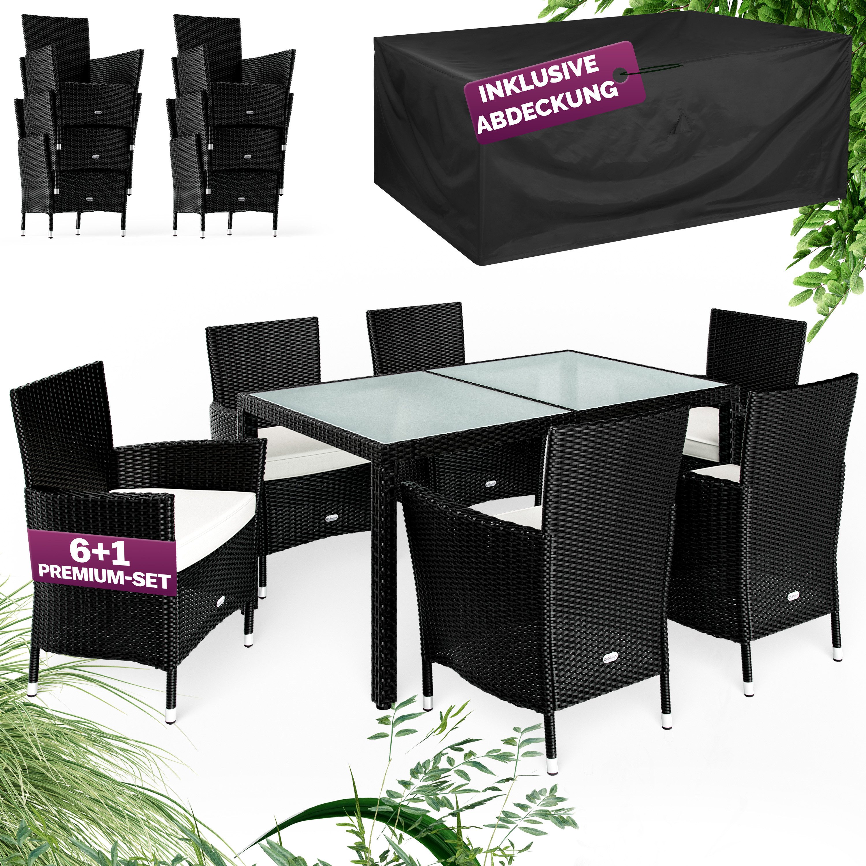 Casaria Garten-Essgruppe, 6 Personen Rattan inkl. günstig online kaufen