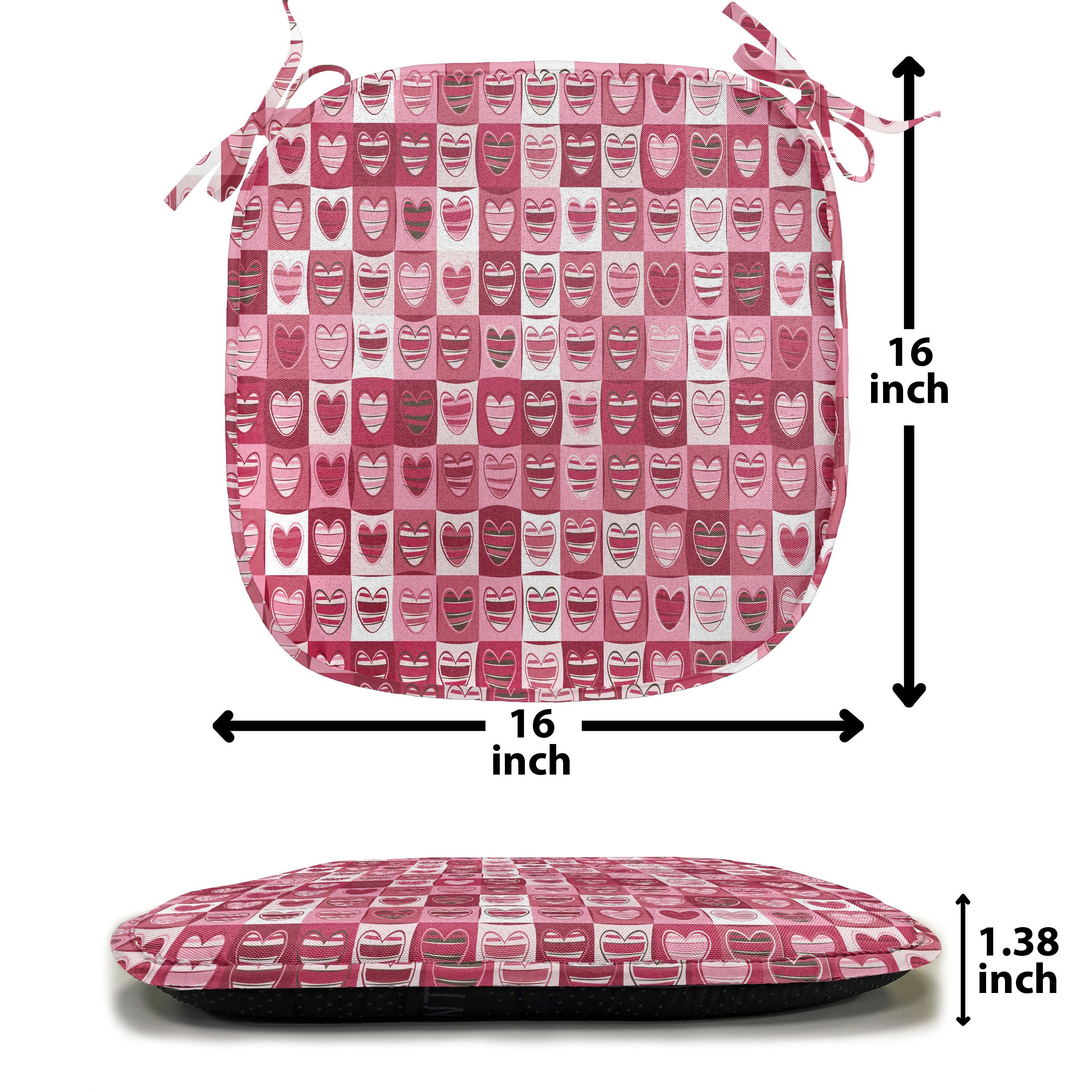 Stuhlkissen rosa, mit Vintage Riemen Weiß, wasserfestes Kissen Abakuhaus Küchensitze, Dekoratives Geometric für