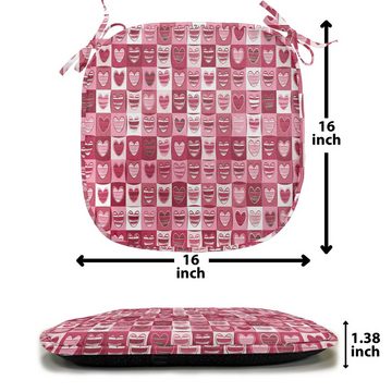 Abakuhaus Stuhlkissen Dekoratives wasserfestes Kissen mit Riemen für Küchensitze, rosa, Weiß, Vintage Geometric