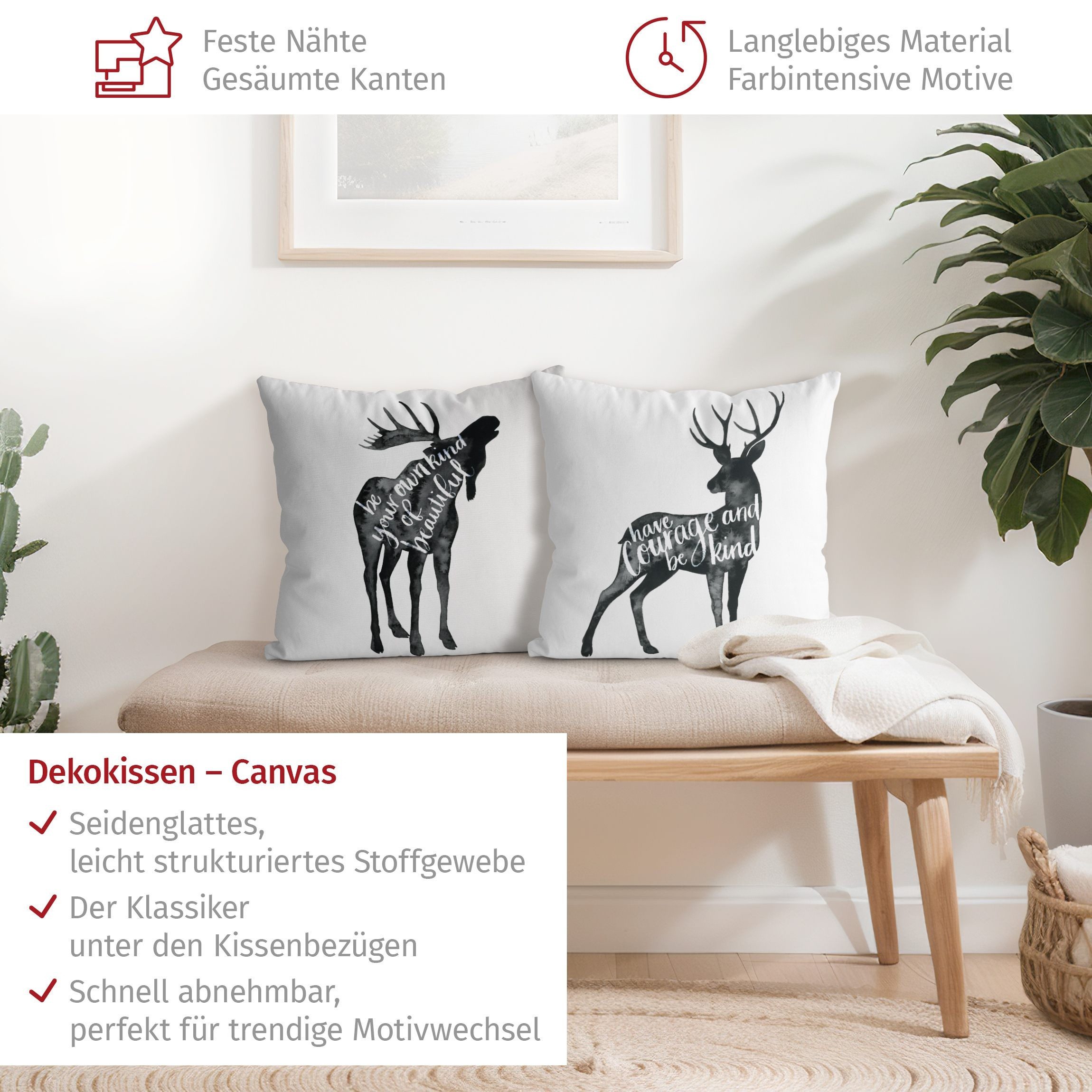 Bilderdepot24 Dekokissen 2-teilig drinnen Kissenhülle/ Sofakissen/ Zierkissen Kissenhülle schwa, Bezug Aquarell mit / ohne Füllung Zierkissen Outdoor Sofa Bett