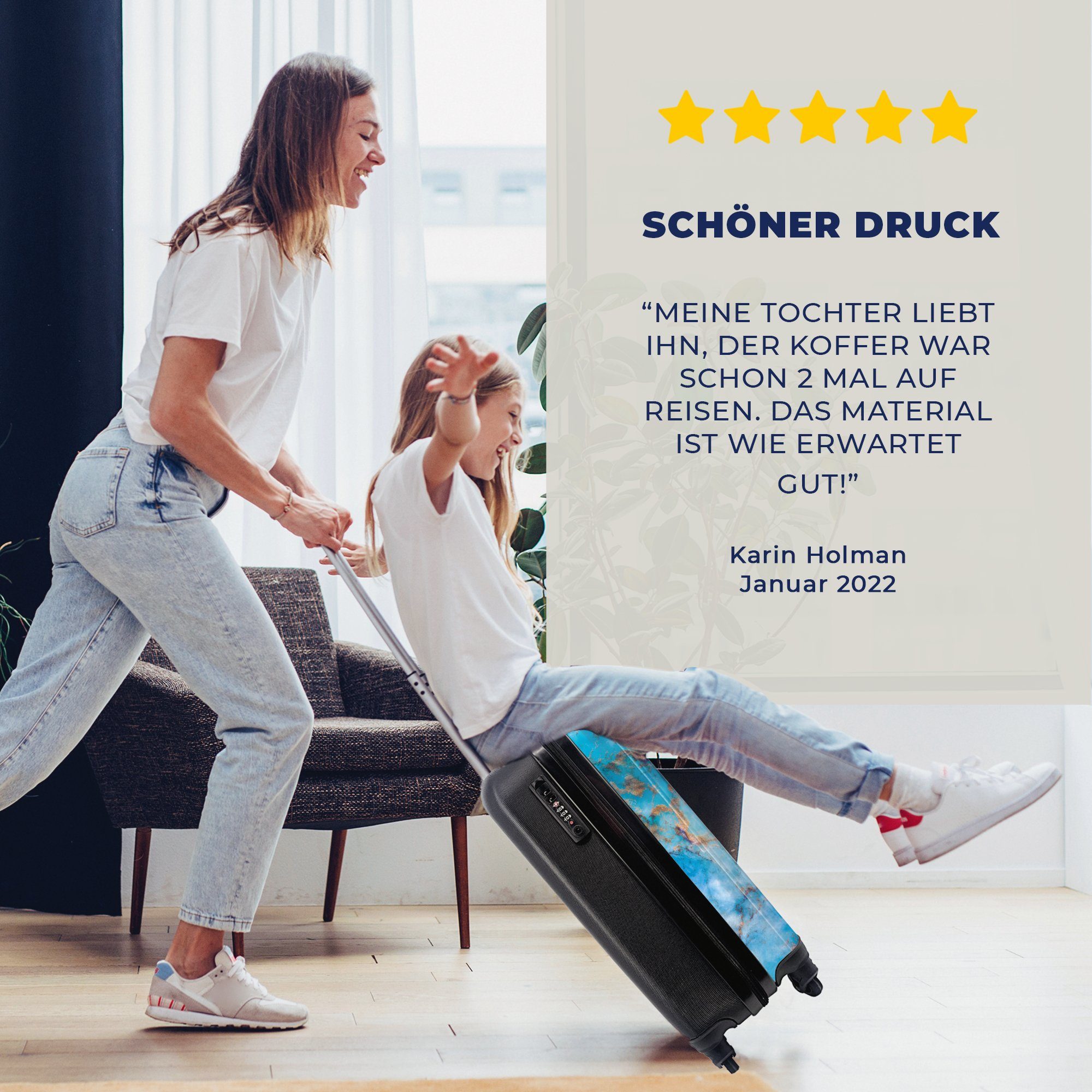 mit - Trolley, Blau, rollen, Handgepäckkoffer für - 4 MuchoWow Reisetasche Ferien, Seegras Handgepäck Wasser Reisekoffer Rollen,