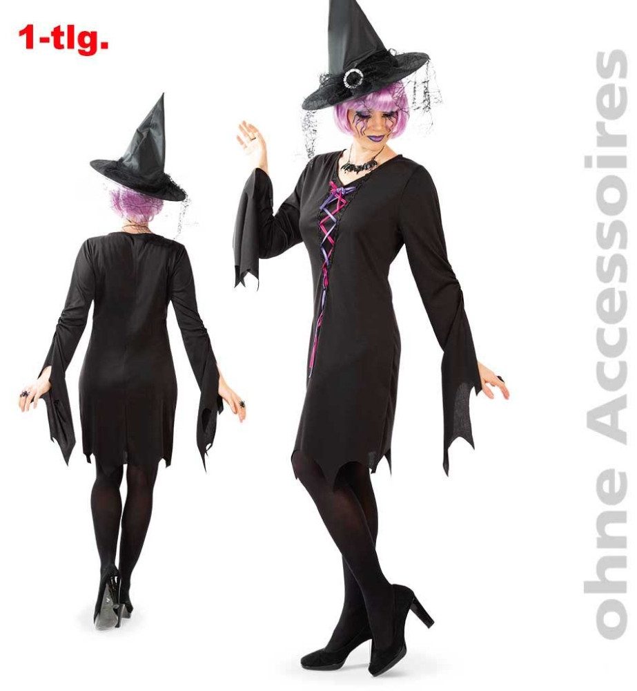 Fries Hexen-Kostüm Hexe Runa Kleid Halloween Schwarz Fasching Karneval Cosplay 36 -42