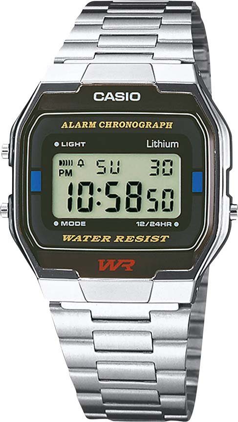 CASIO VINTAGE Chronograph A163WA-1QES, Quarzuhr, Armbanduhr, Damen, Herren, digital, Retro, Stoppfunktion