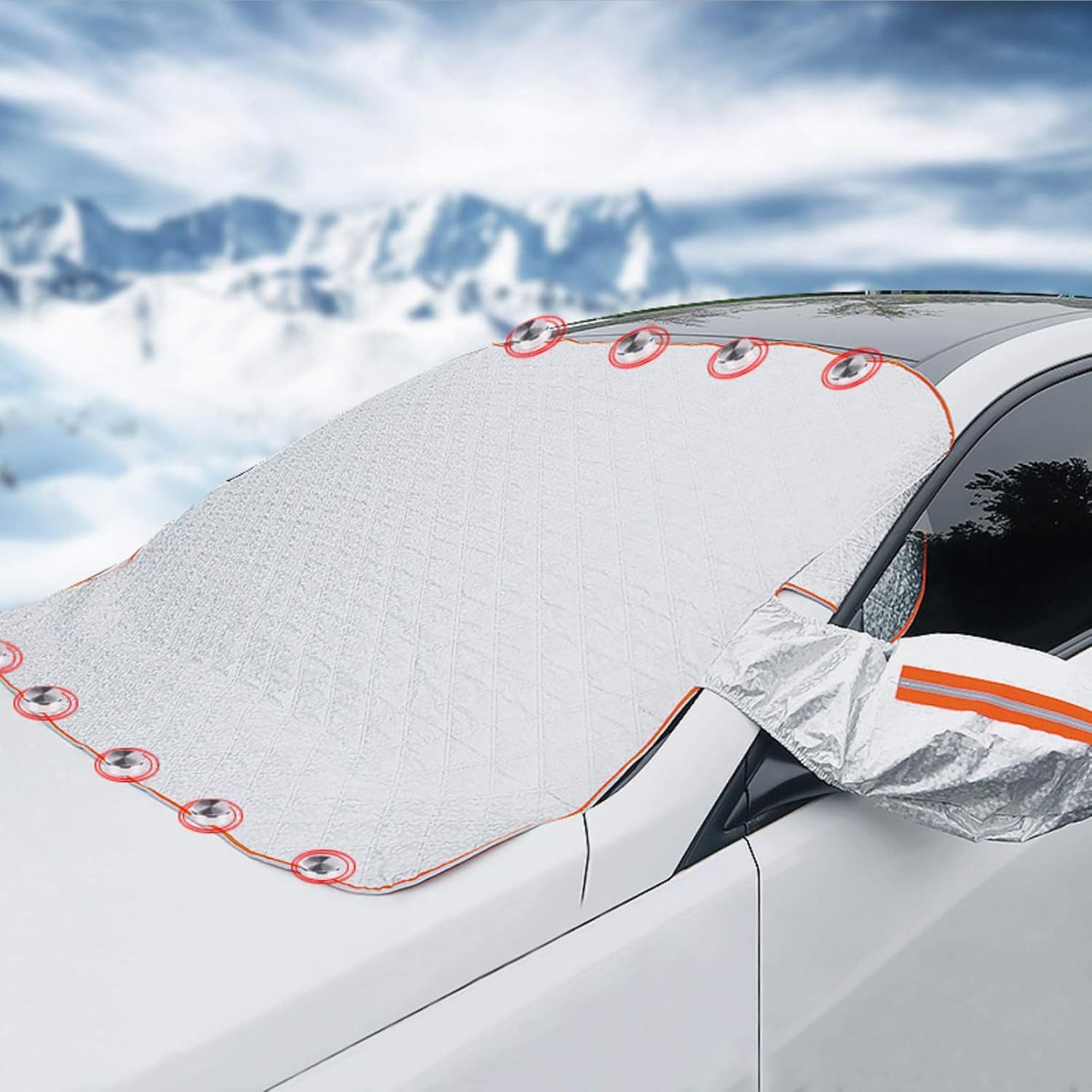 wohnTRAUM24 Frontscheibenabdeckung Frontscheibenabdeckung, Ultra-Dick Auto Scheibenabdeckung Magnetische, 147 x 100 cm, Windschutzscheibe Abdeckung Faltbare, FüR Die Gegen Schnee, EIS, Fros