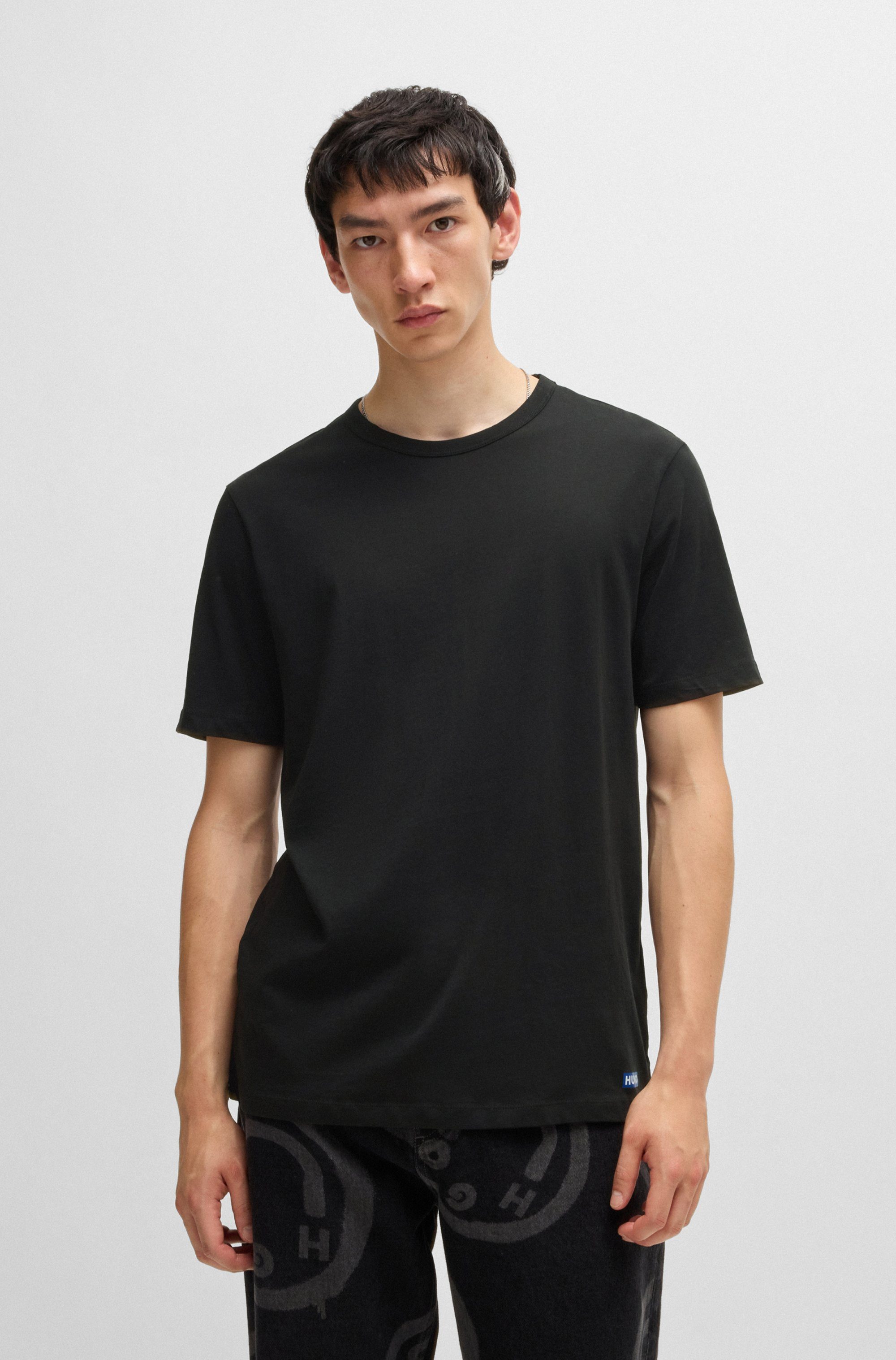 HUGO Blue T-Shirt BLUE Naolo (Packung, 2-tlg) mit kleinem Label am Saum günstig online kaufen